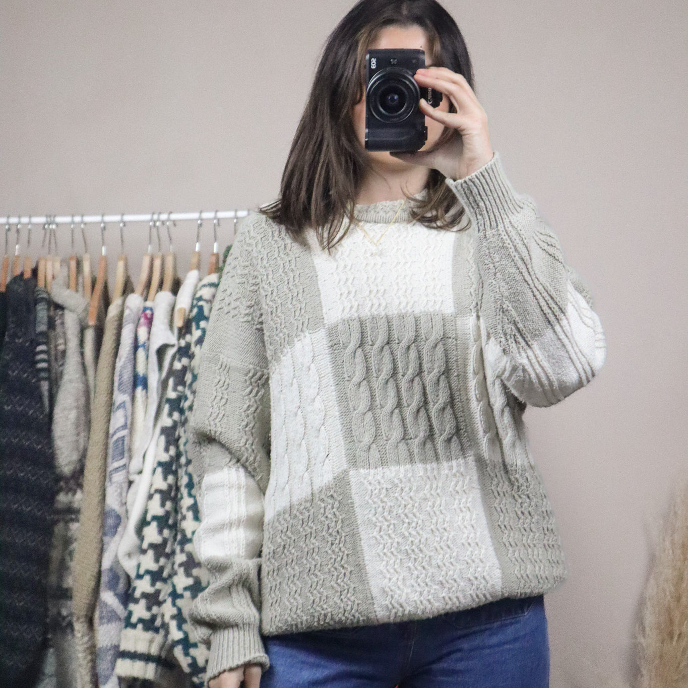 Vintage x Textured Checkered Knit (L)