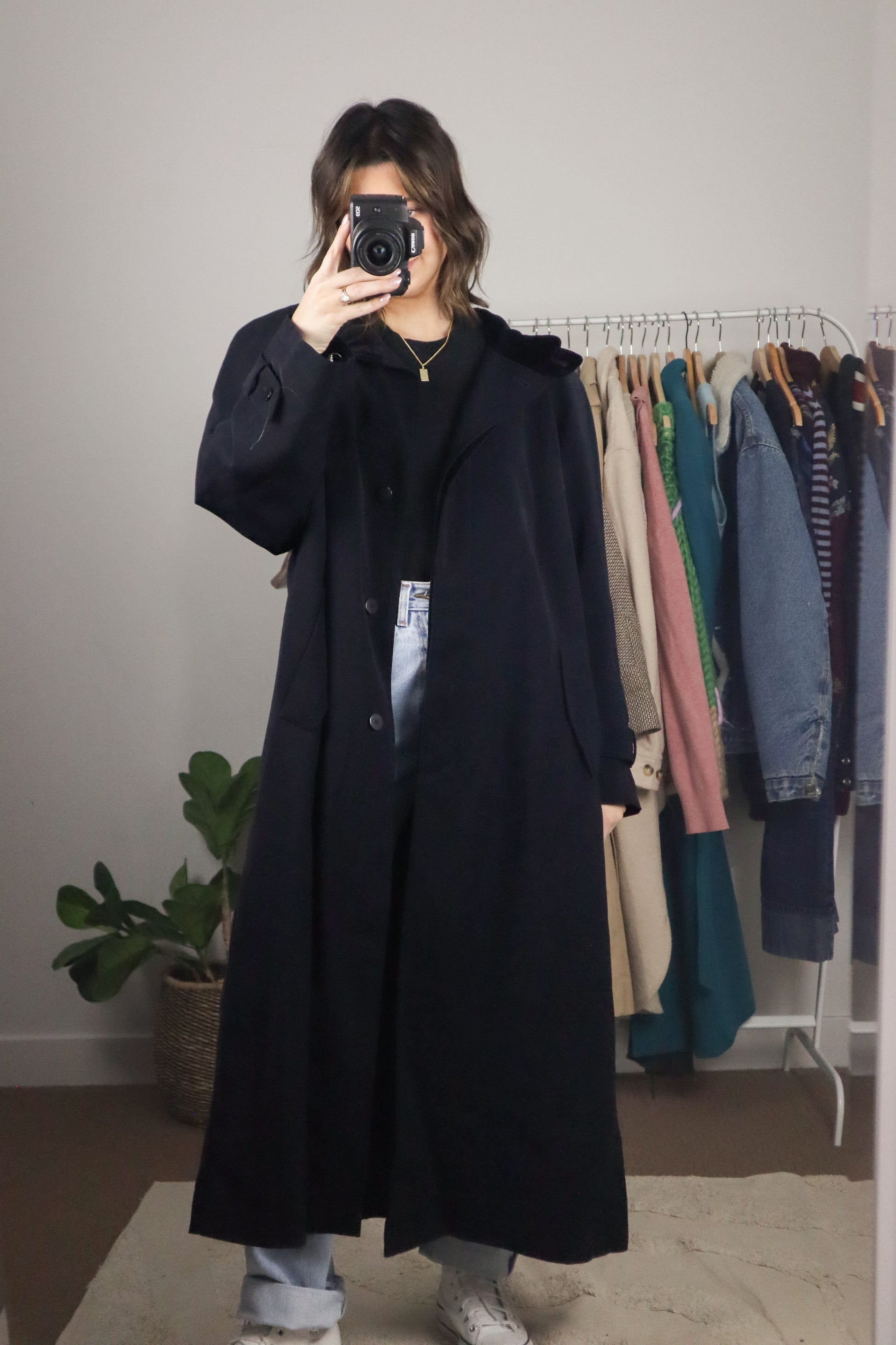 Vintage Deadstock x Full Length Velvet Collard Jacker (L)