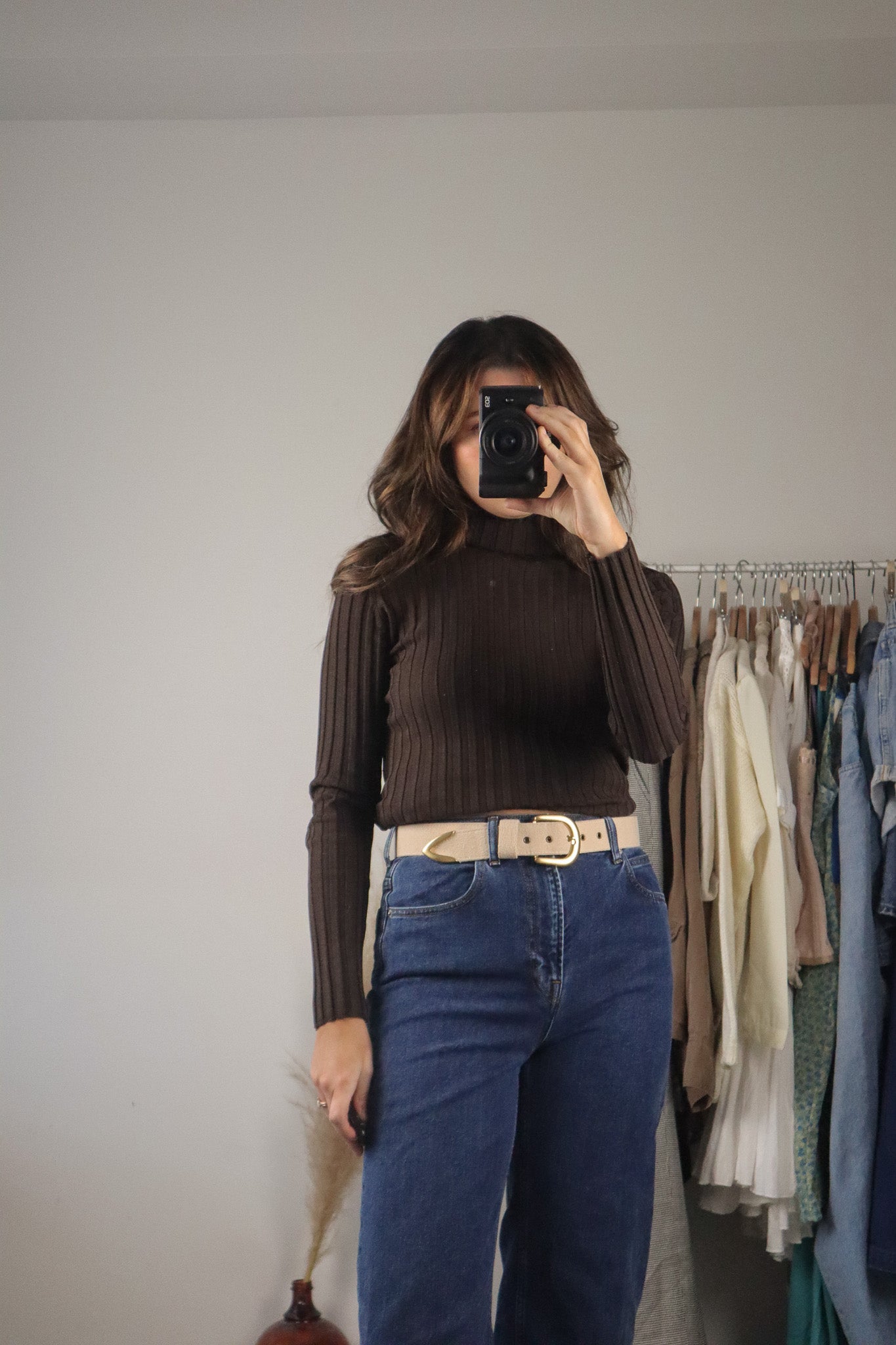 Vintage x Silk Blend Ribbed Turtleneck (S/M)