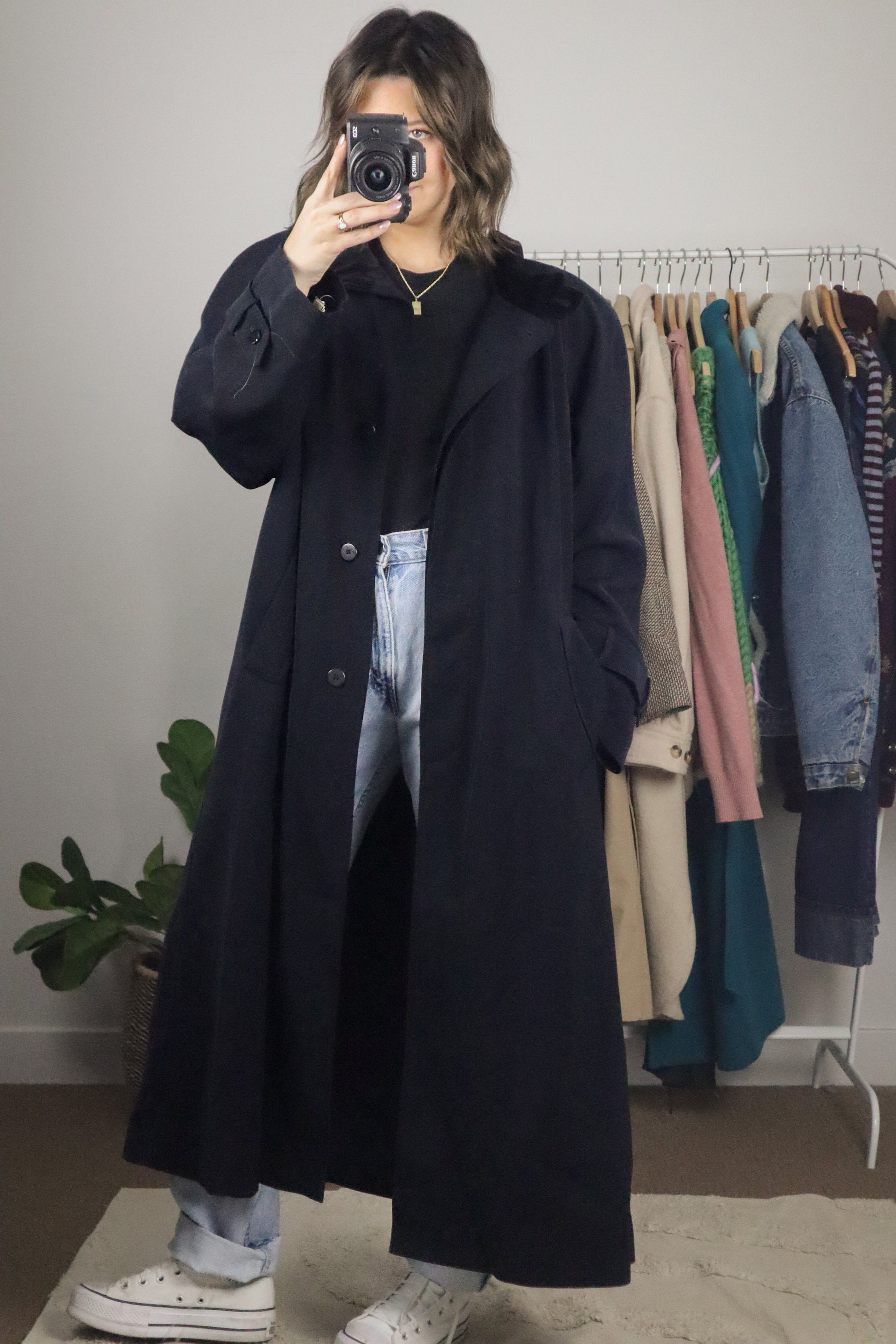 Vintage Deadstock x Full Length Velvet Collard Jacker (L)