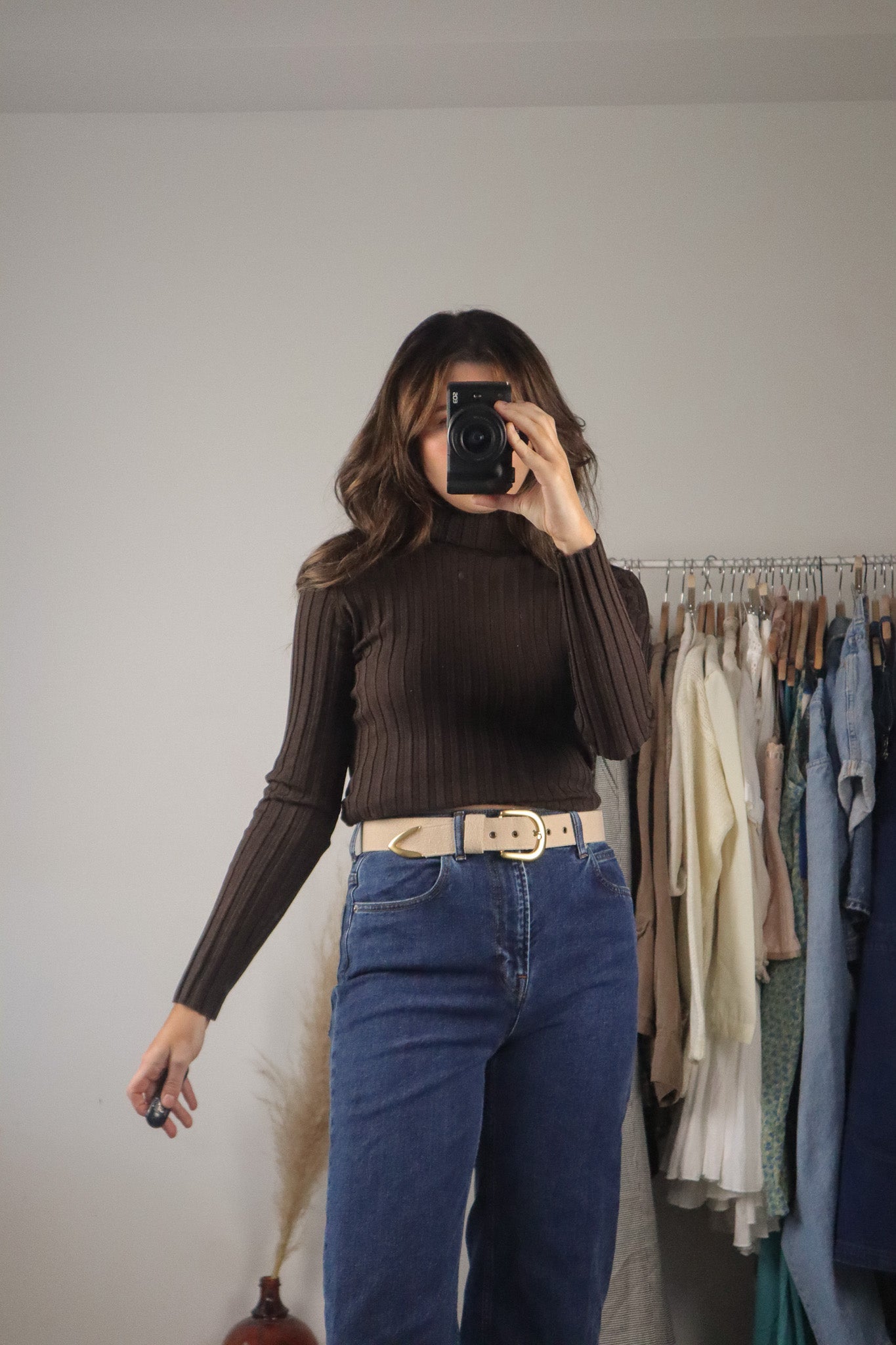 Vintage x Silk Blend Ribbed Turtleneck (S/M)