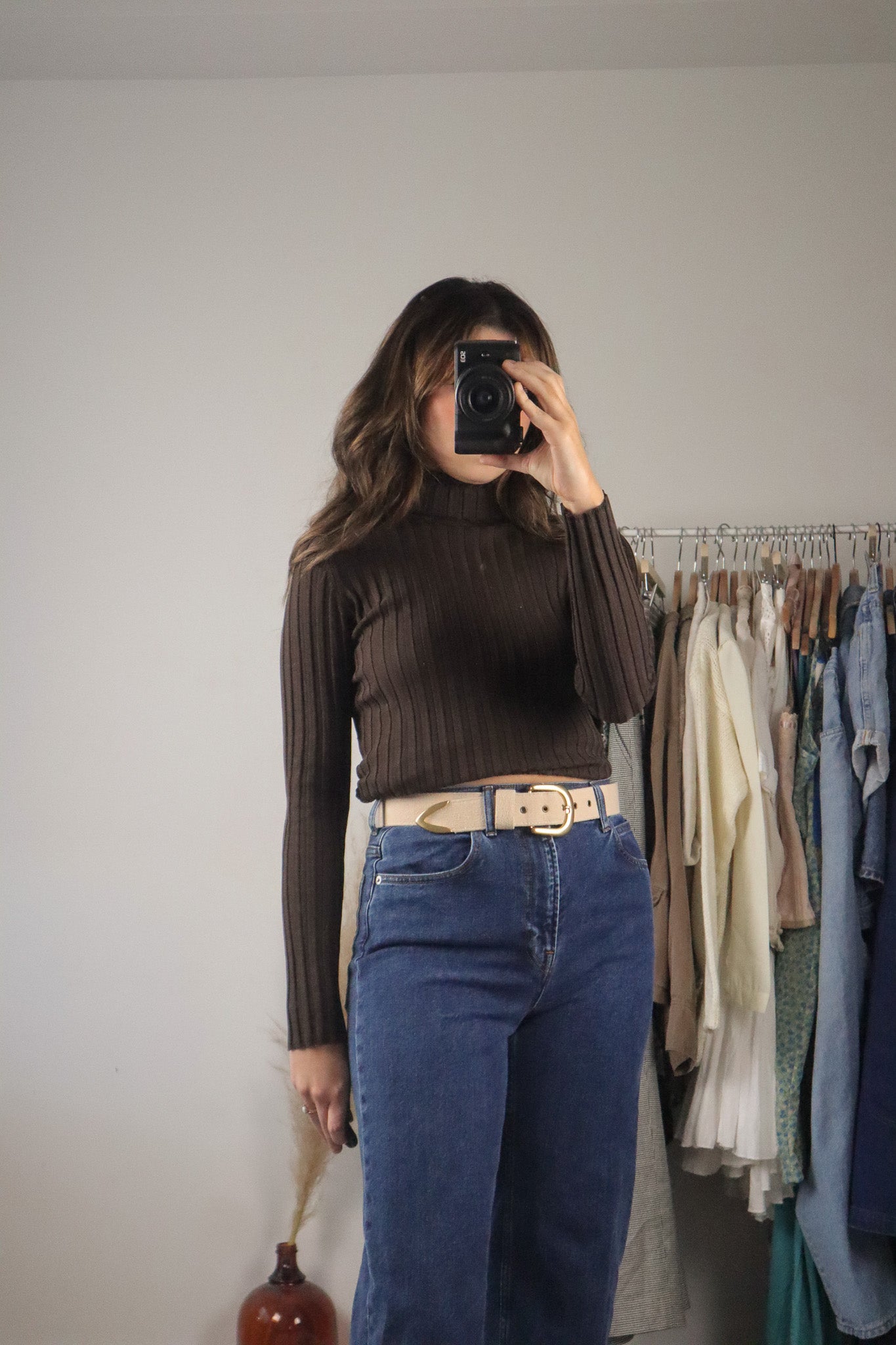 Vintage x Silk Blend Ribbed Turtleneck (S/M)