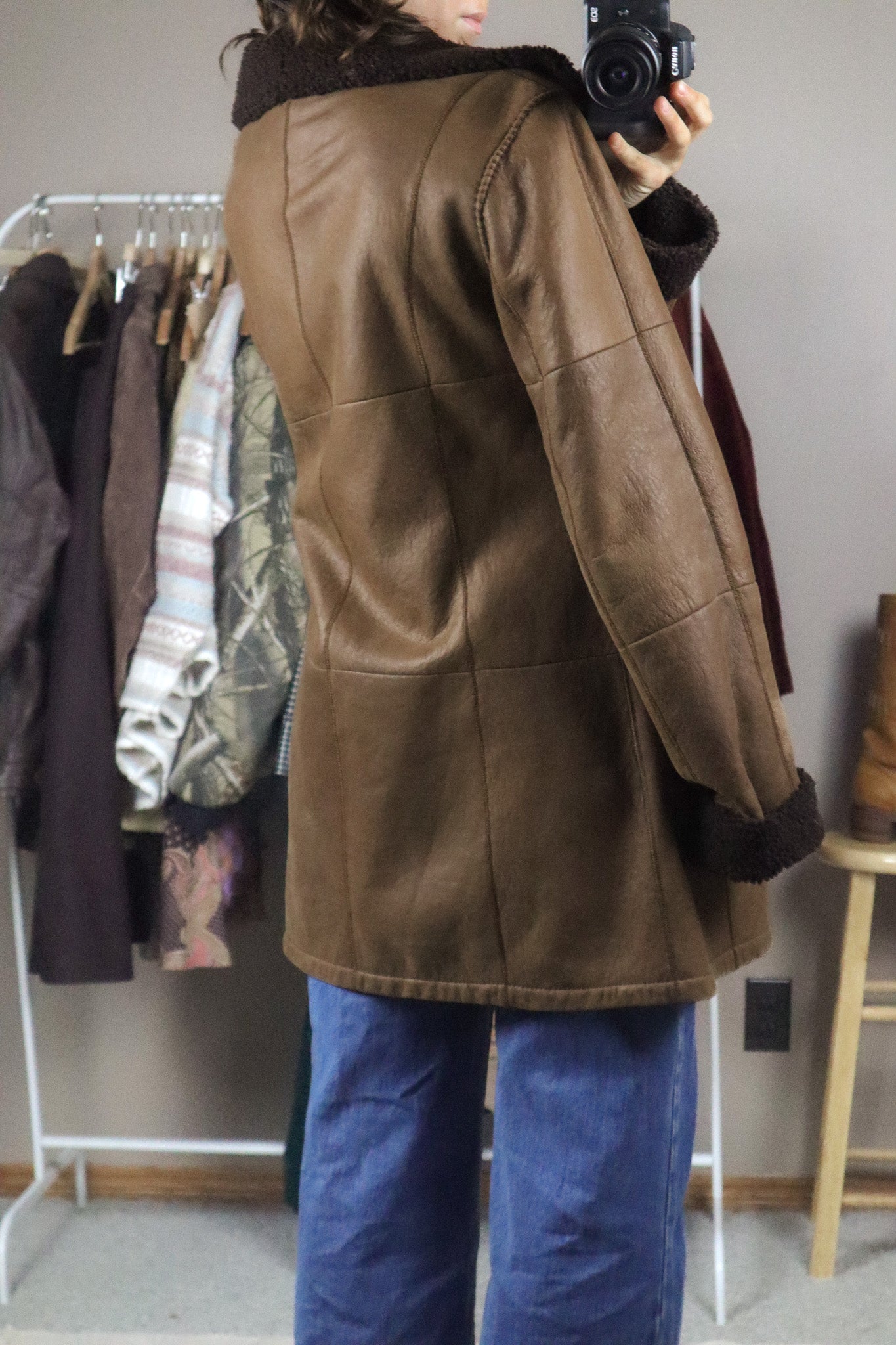 Vintage x Christ Leather x Reversible Leather & Sherpa Jacket (M)