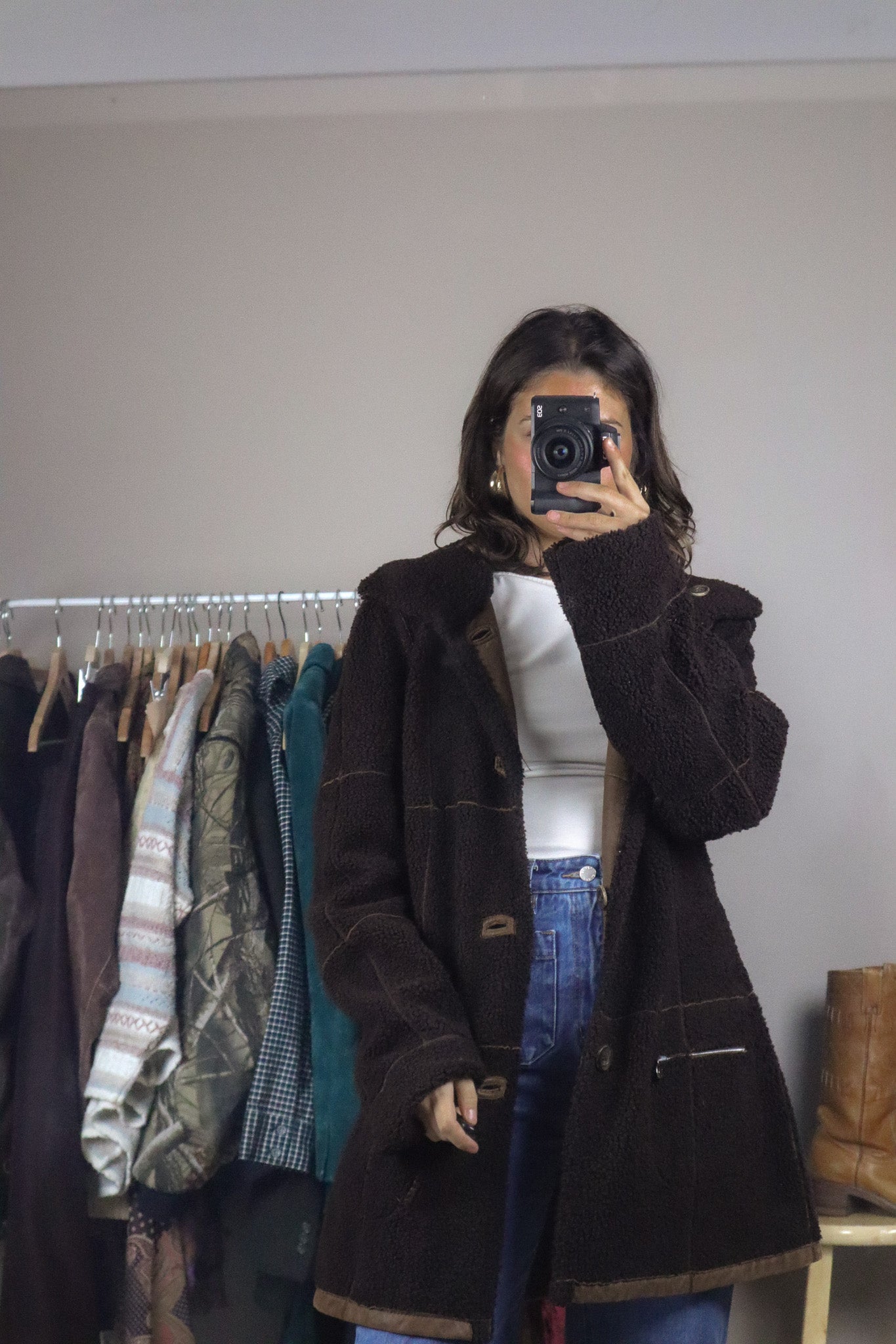 Vintage x Christ Leather x Reversible Leather & Sherpa Jacket (M)