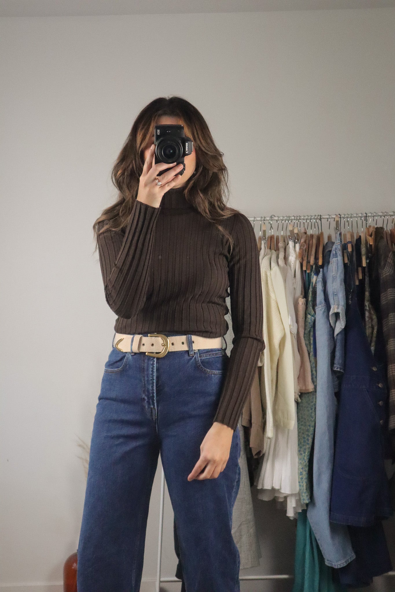 Vintage x Silk Blend Ribbed Turtleneck (S/M)