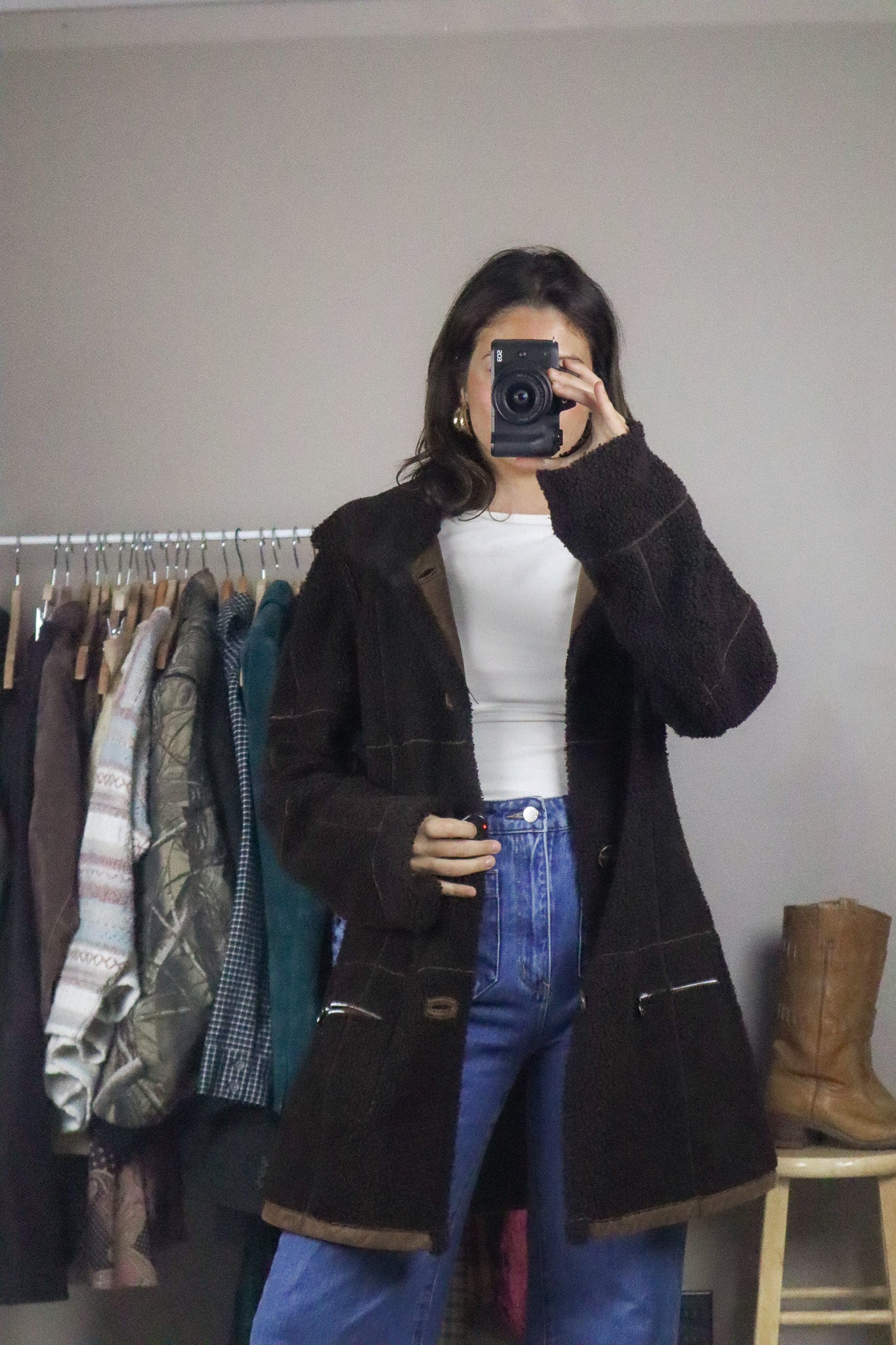 Vintage x Christ Leather x Reversible Leather & Sherpa Jacket (M)