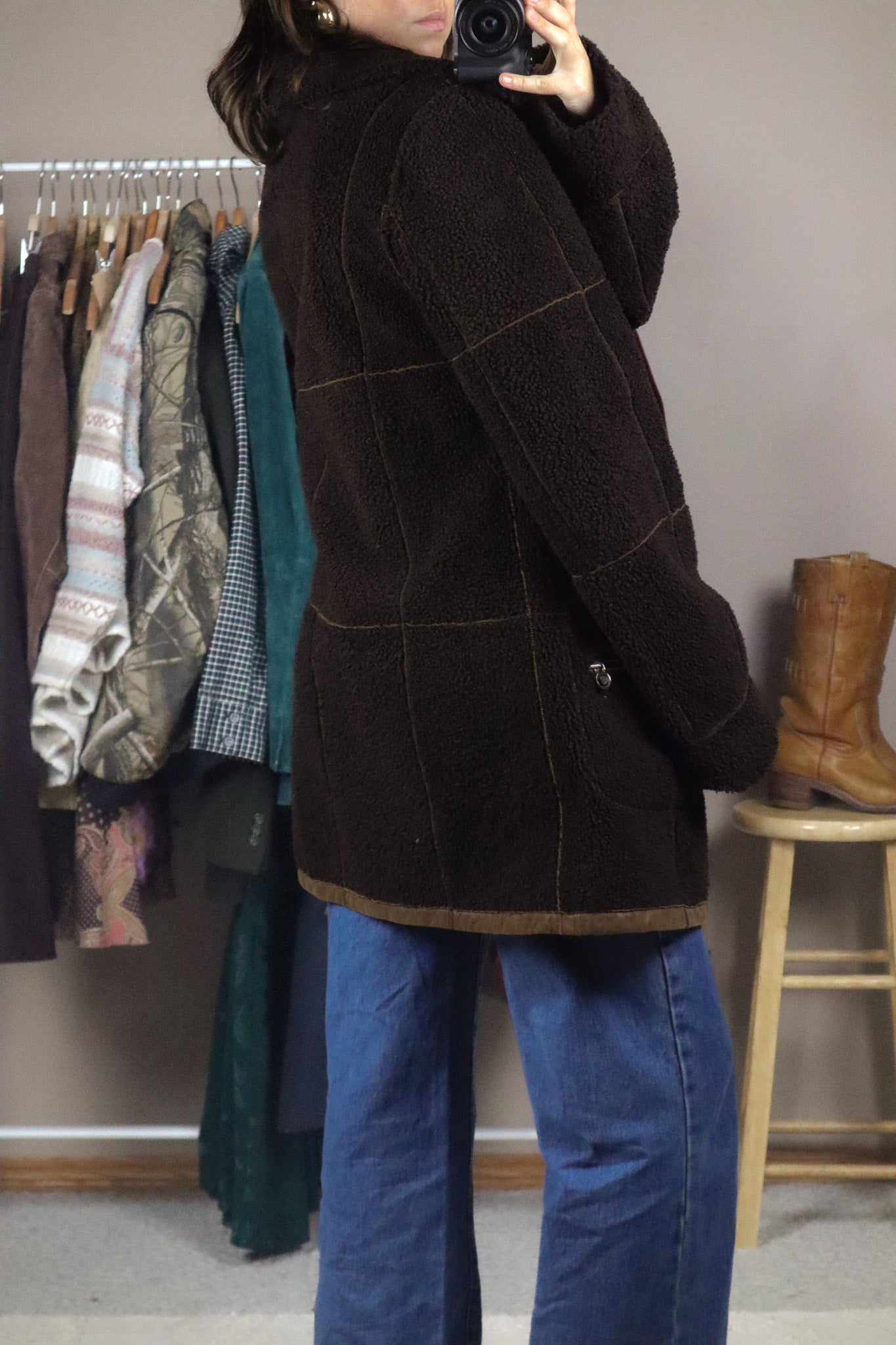 Vintage x Christ Leather x Reversible Leather & Sherpa Jacket (M)