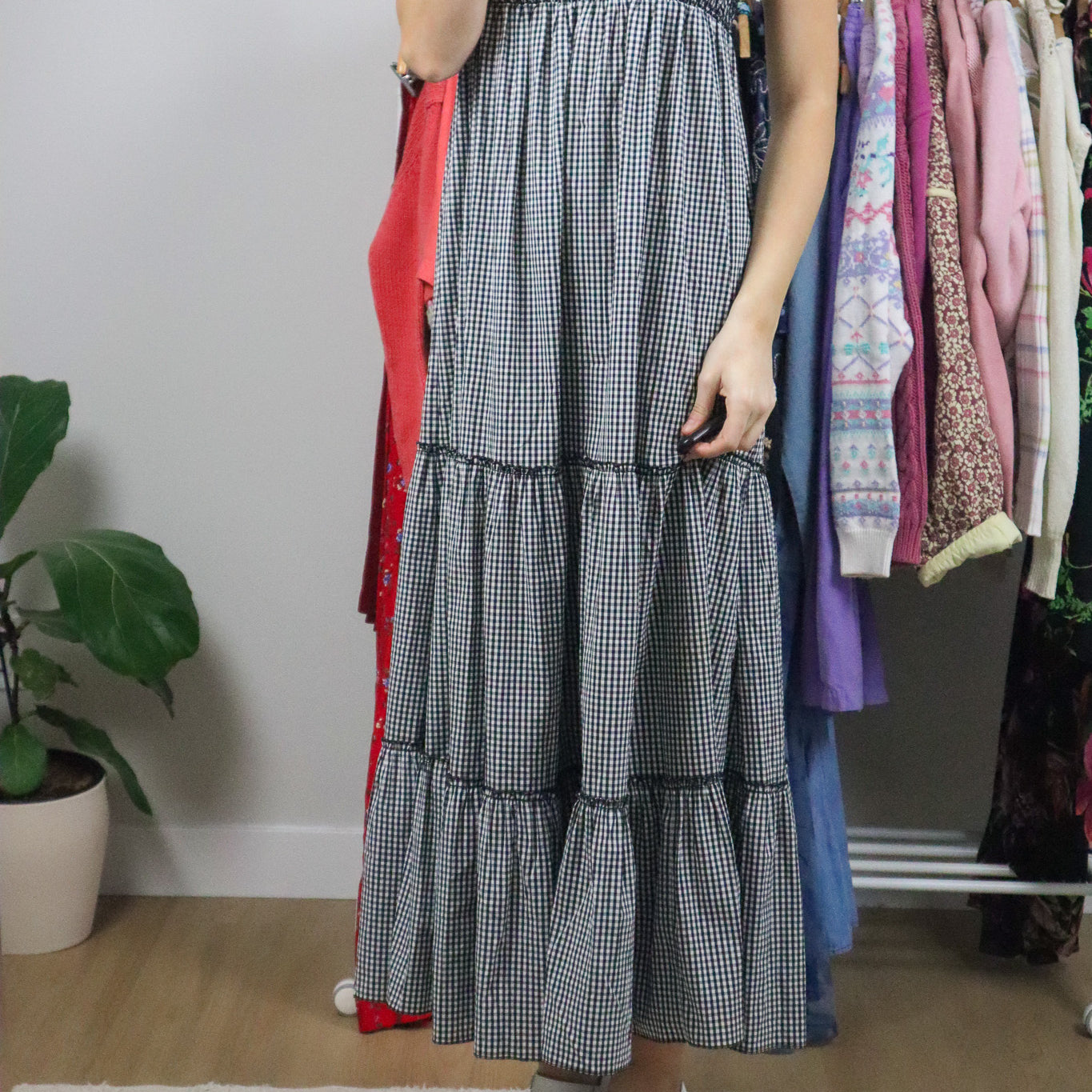 Modern x Gingham Tie Maxi Dress (M)