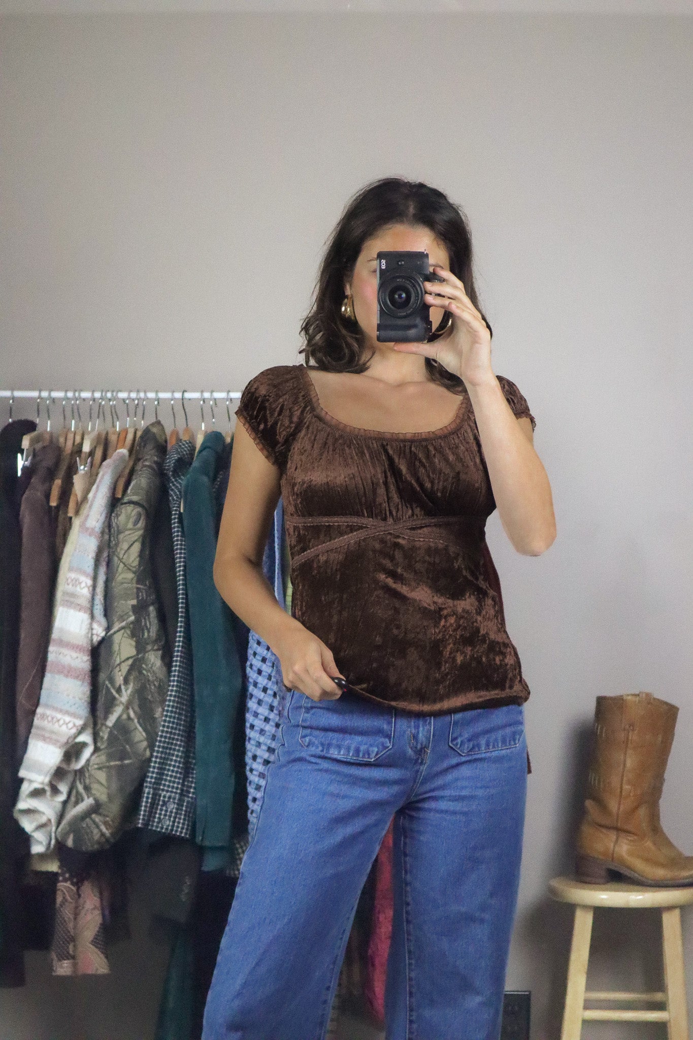 Made in USA x Vintage x Velvet Top (S/M)