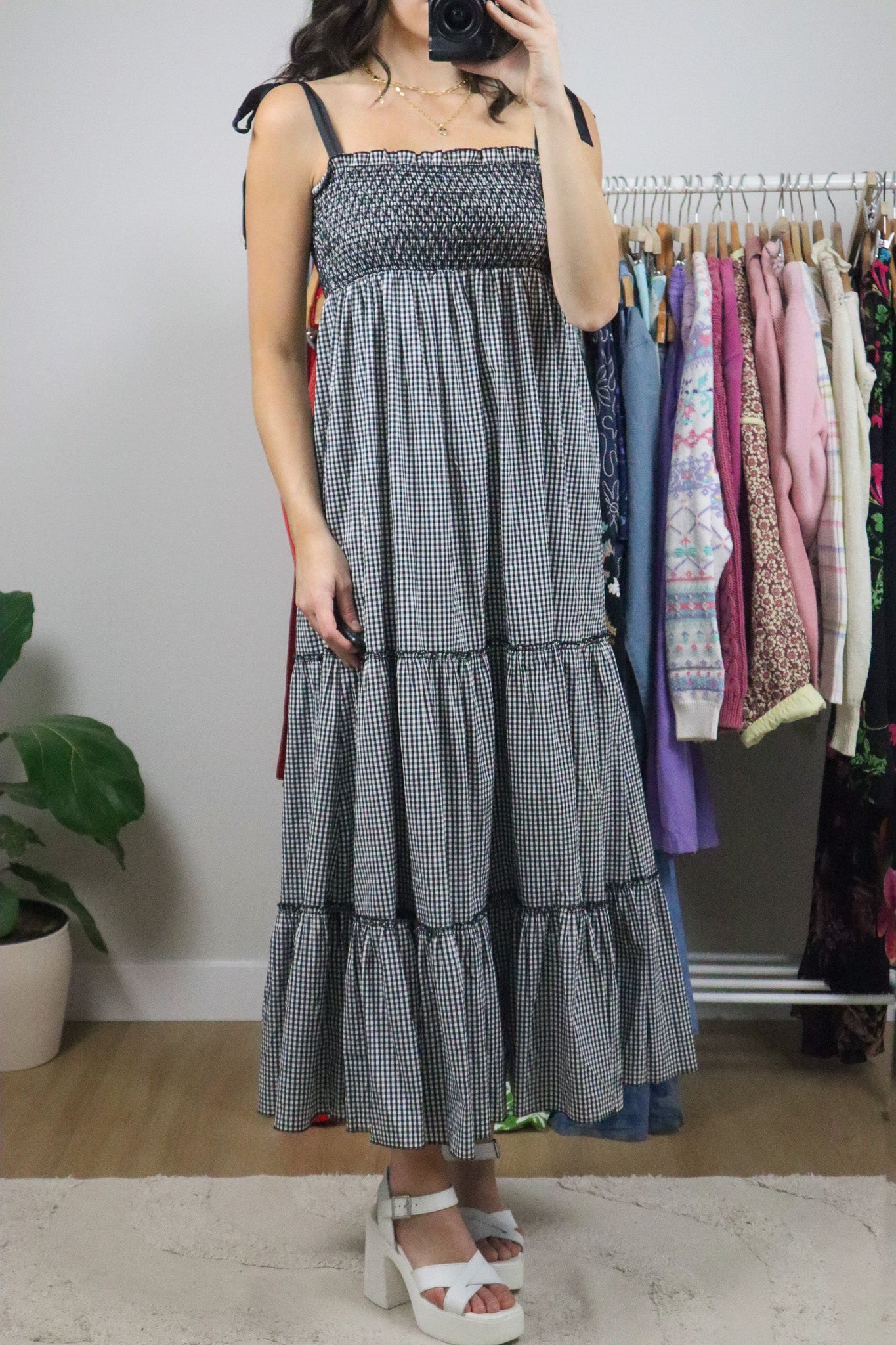 Modern x Gingham Tie Maxi Dress (M)