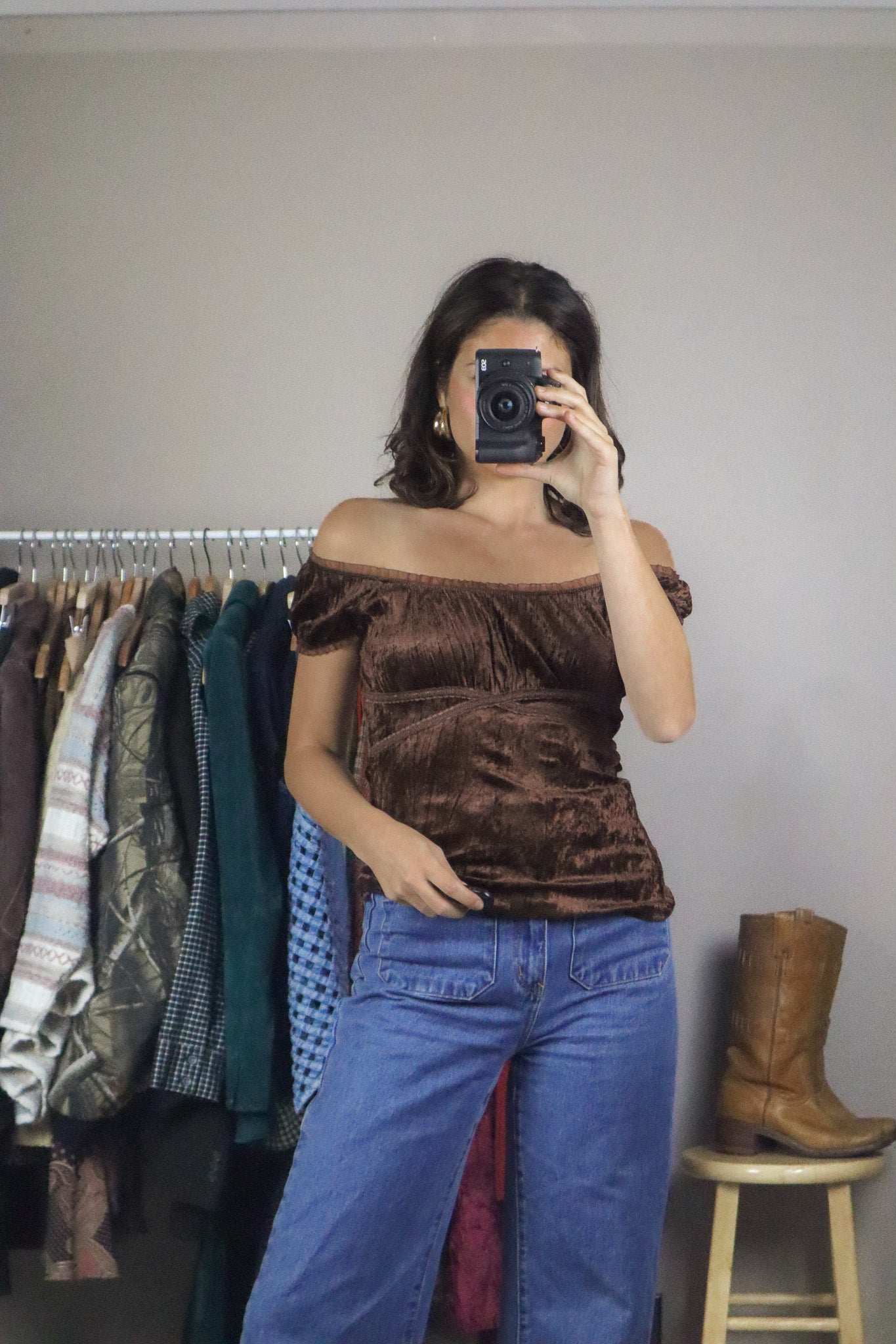 Made in USA x Vintage x Velvet Top (S/M)