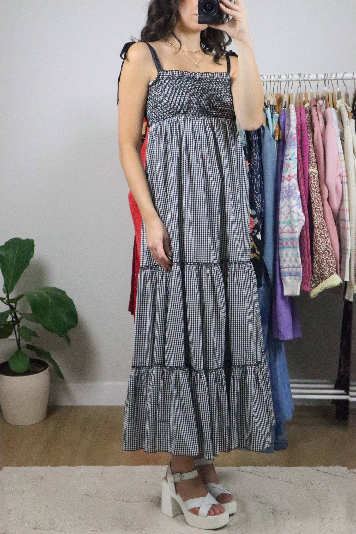 Modern x Gingham Tie Maxi Dress (M)