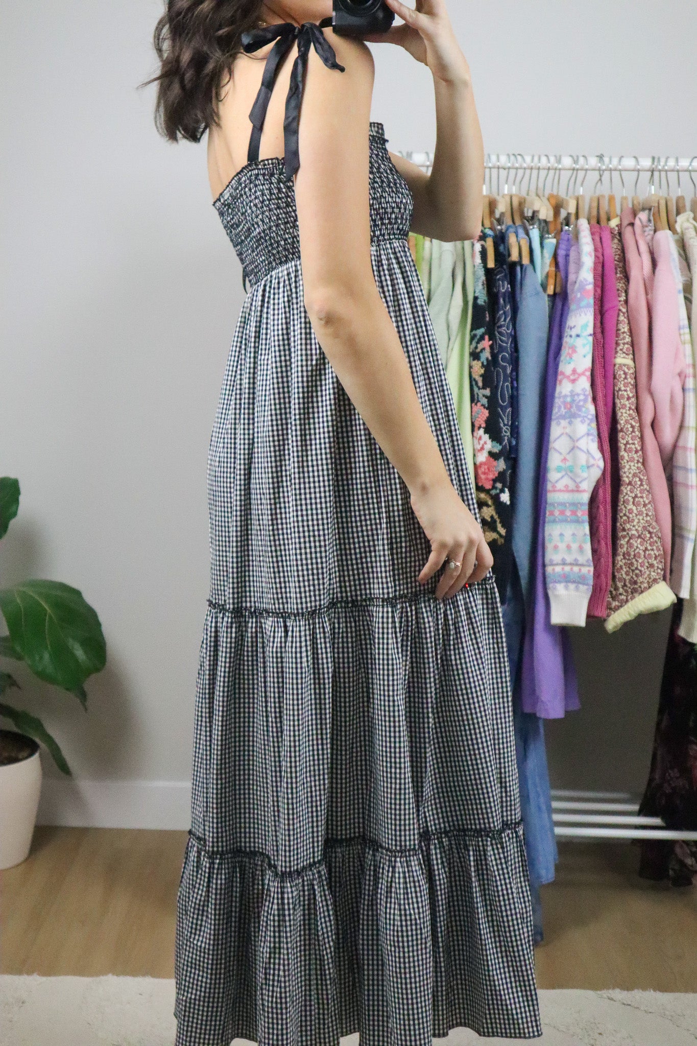 Modern x Gingham Tie Maxi Dress (M)