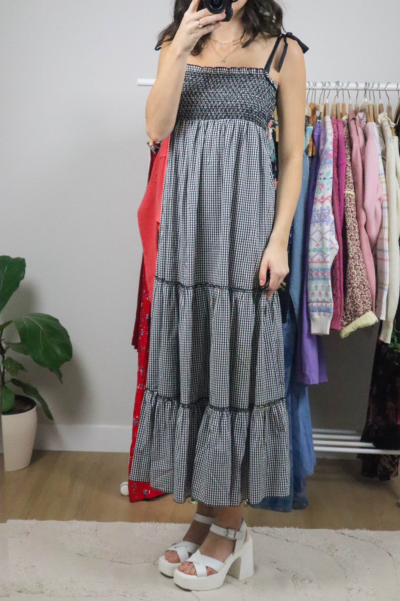 Modern x Gingham Tie Maxi Dress (M)