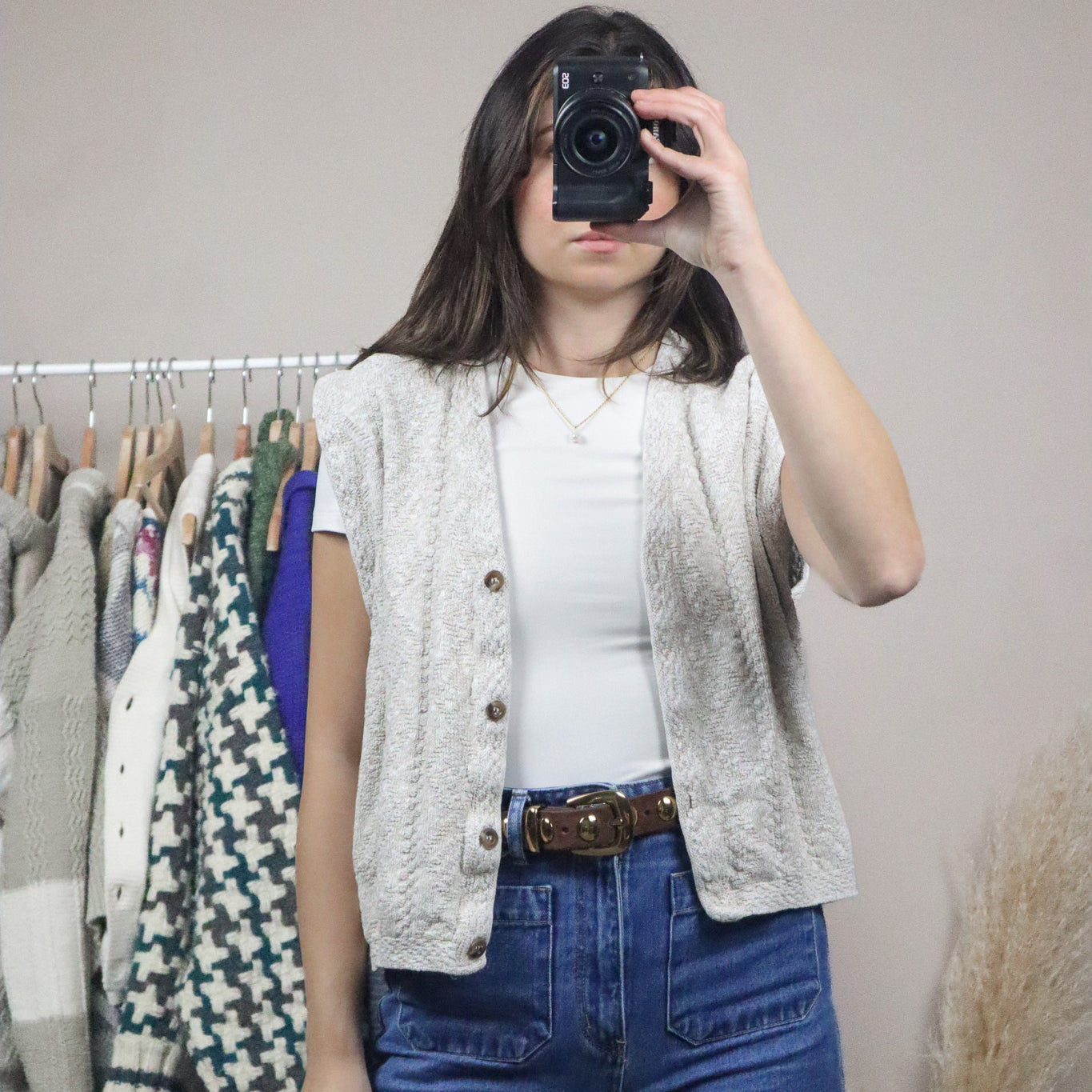 Made in USA x Vintage x Cropped Sweater Vest (M)