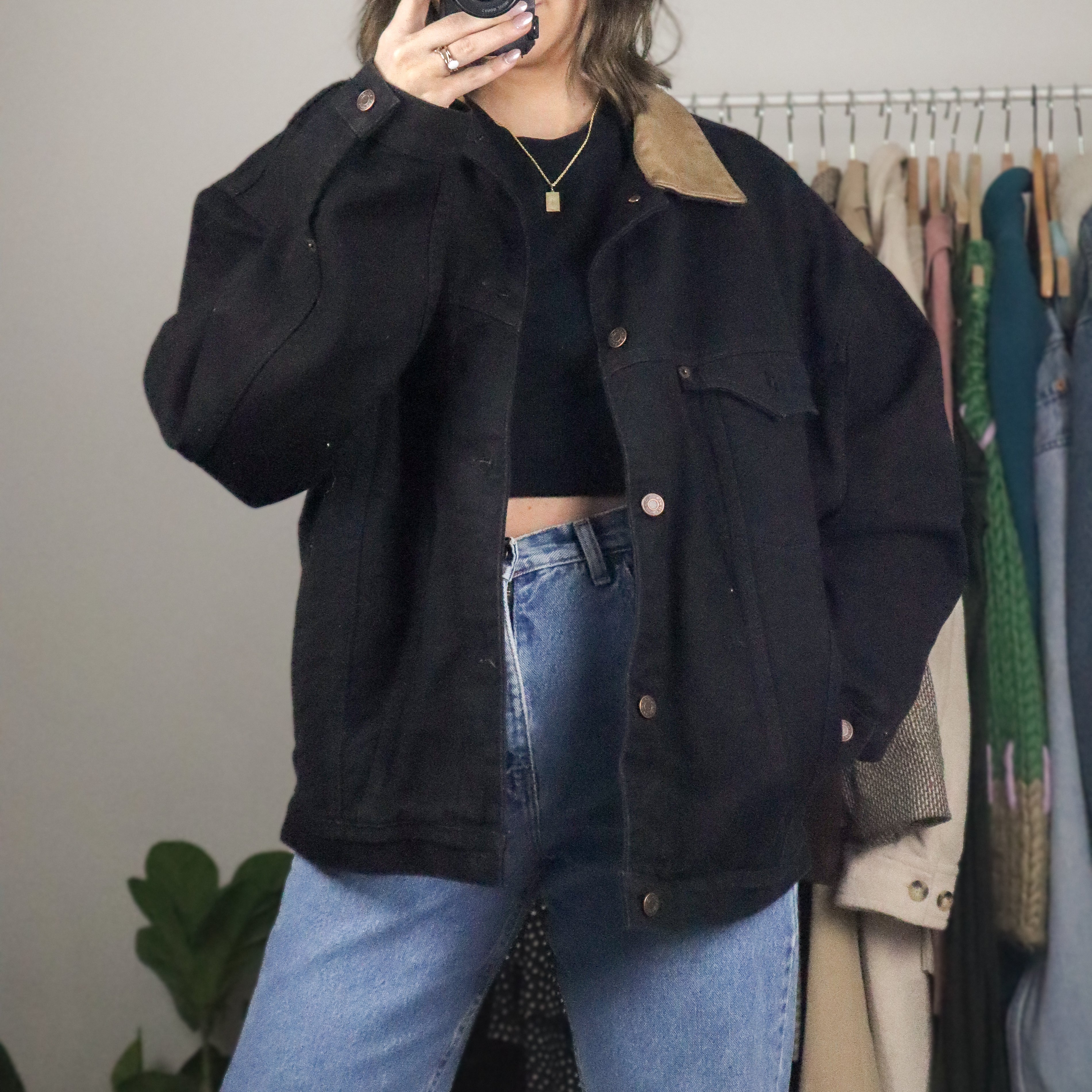 Made in Canada x Vintage x Wool Lined Denim Trucker Jacket (L)