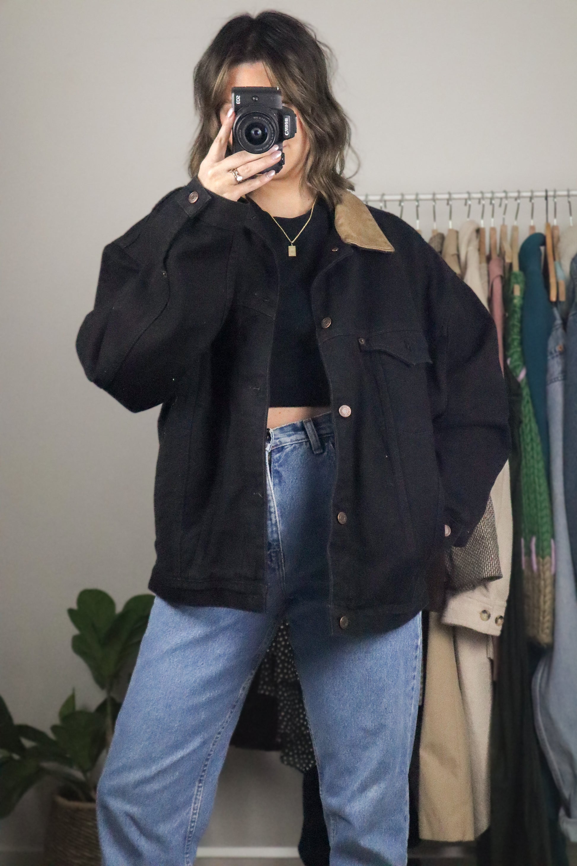 Made in Canada x Vintage x Wool Lined Denim Trucker Jacket (L)