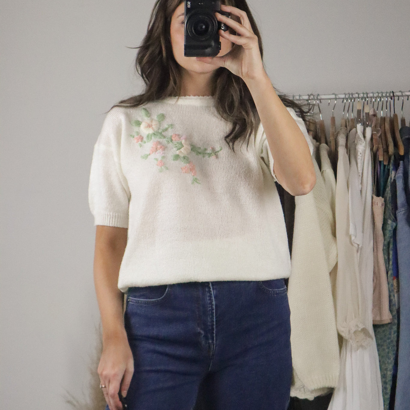Vintage x Short-Sleeve Floral Knit (M)