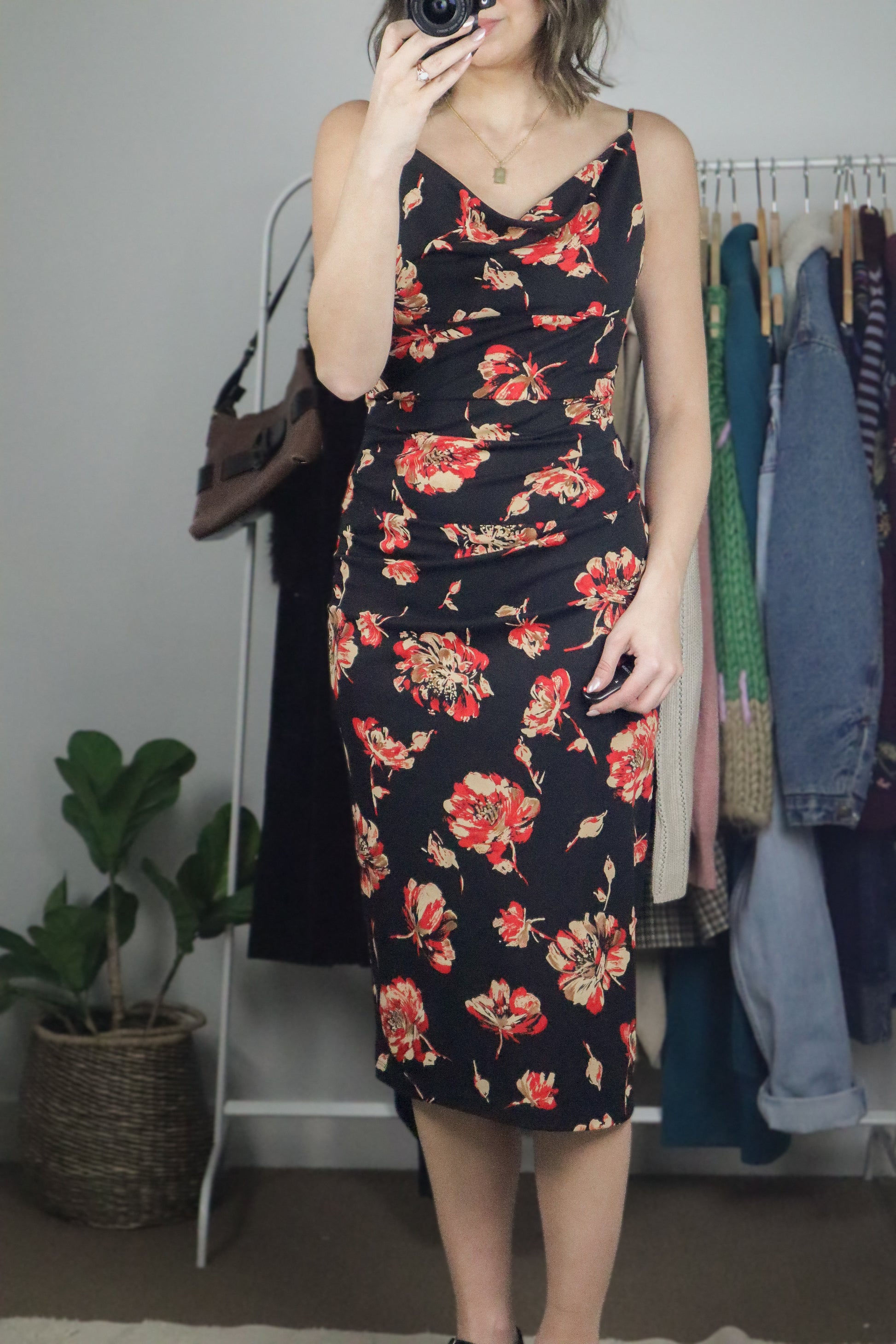 Made in USA x Vintage x 90s Cowl Neck Dress (XS/S)