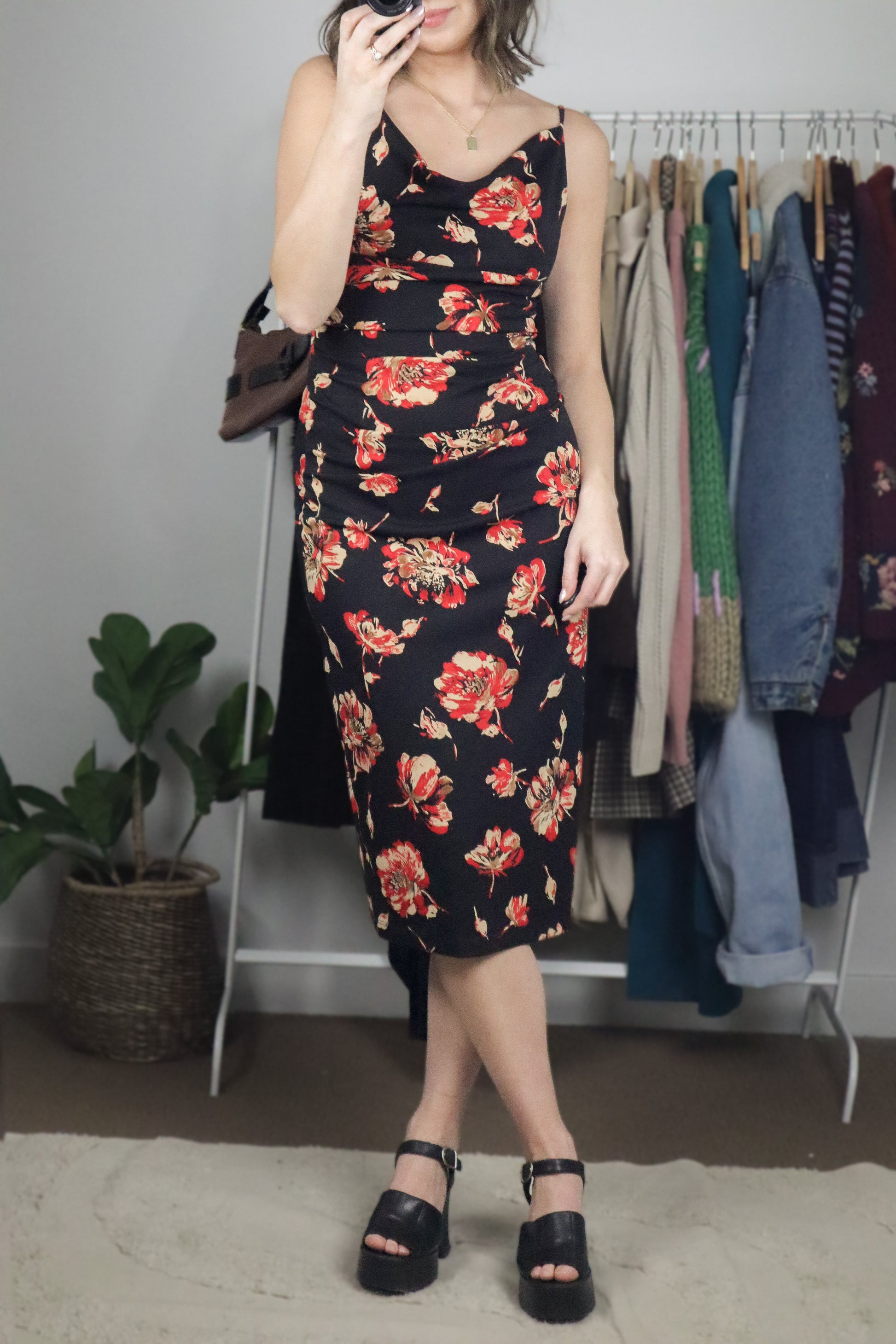 Made in USA x Vintage x 90s Cowl Neck Dress (XS/S)