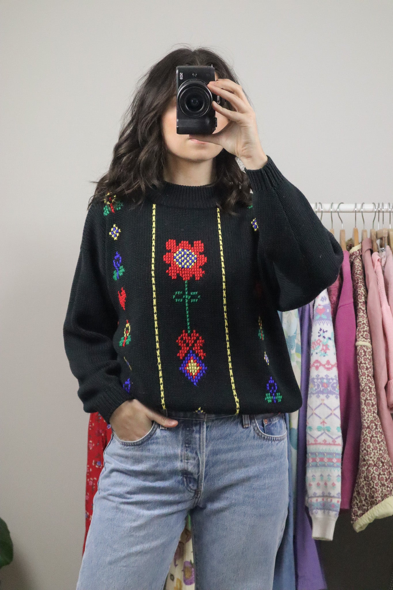 Vintage x Cross Stitched Knit Sweater (S/M)