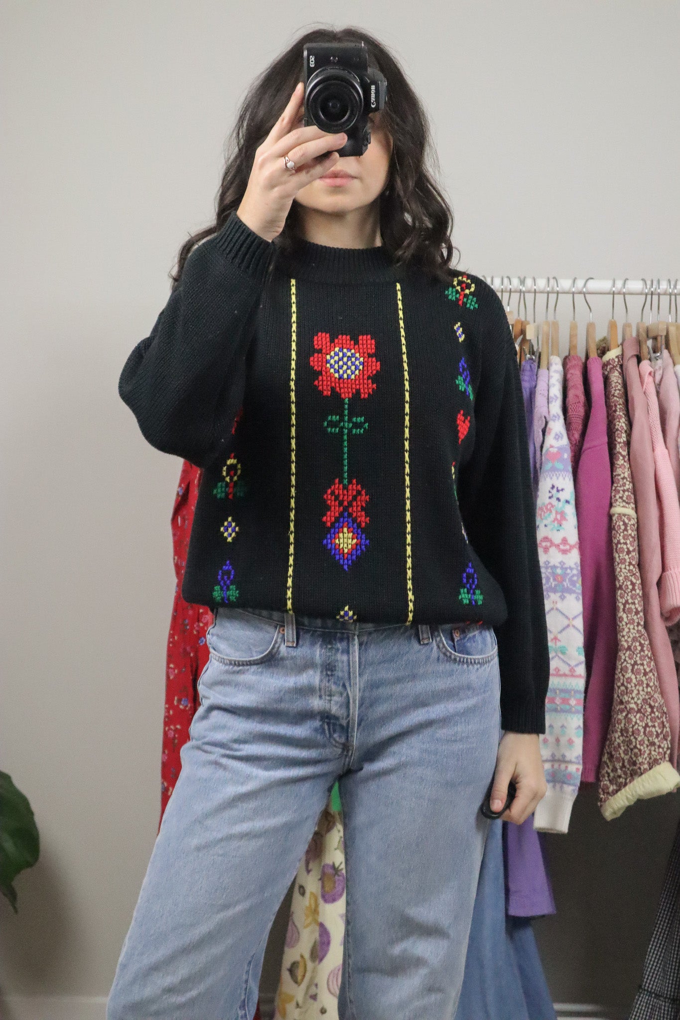 Vintage x Cross Stitched Knit Sweater (S/M)