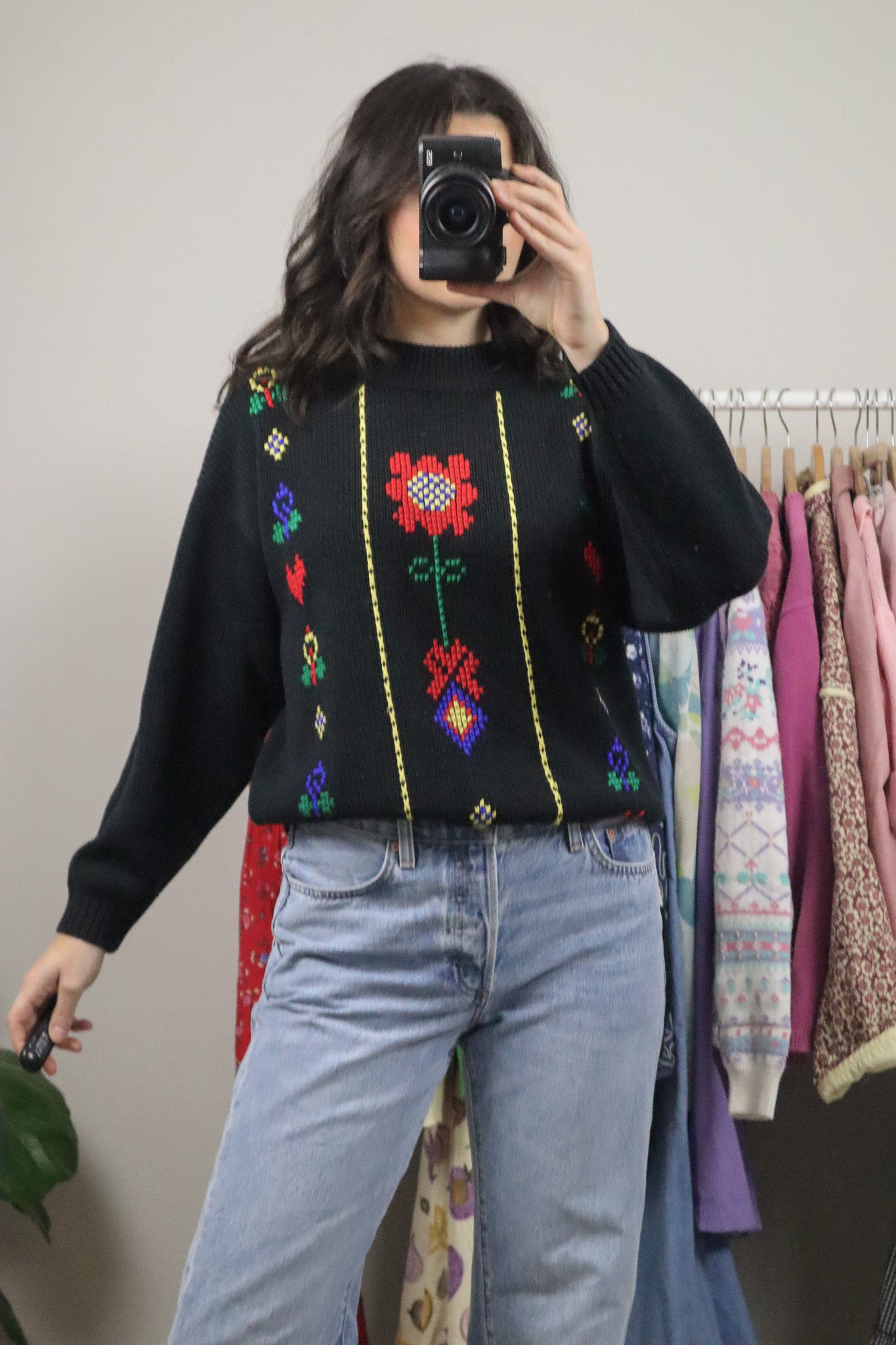 Vintage x Cross Stitched Knit Sweater (S/M)