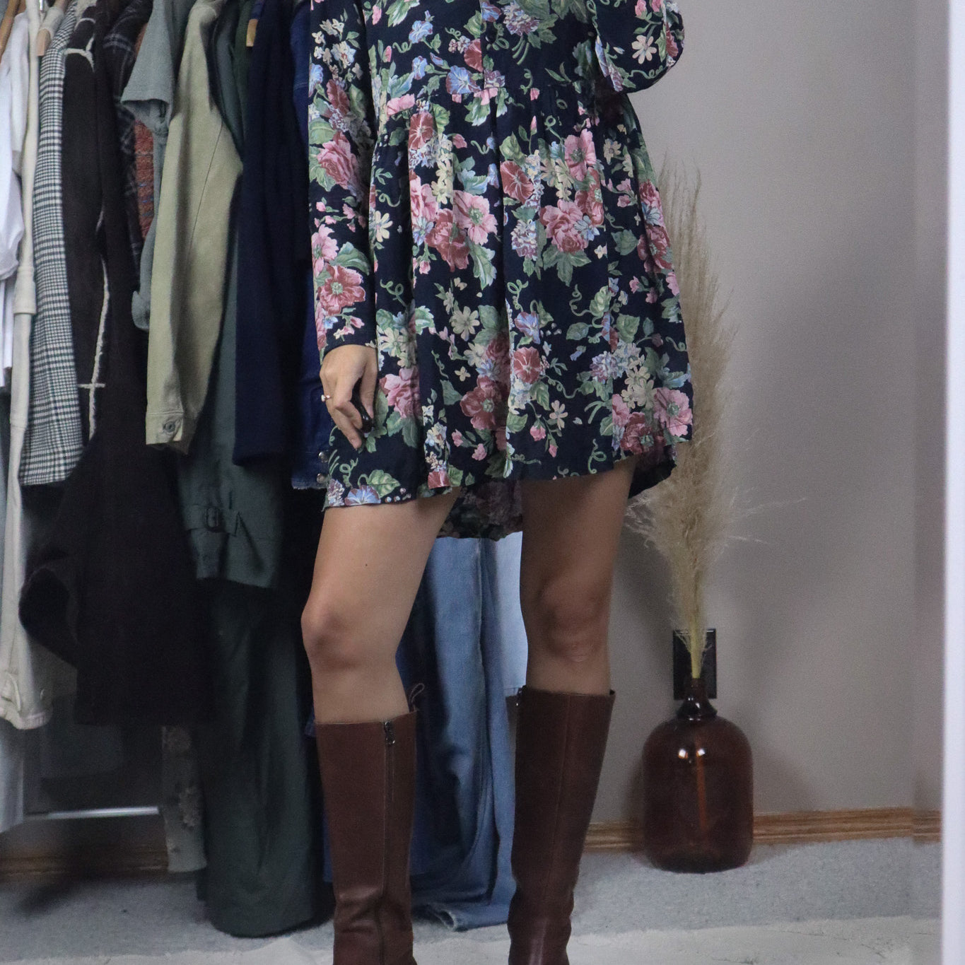 Vintage x Floral Babydoll Collared Dress (S)