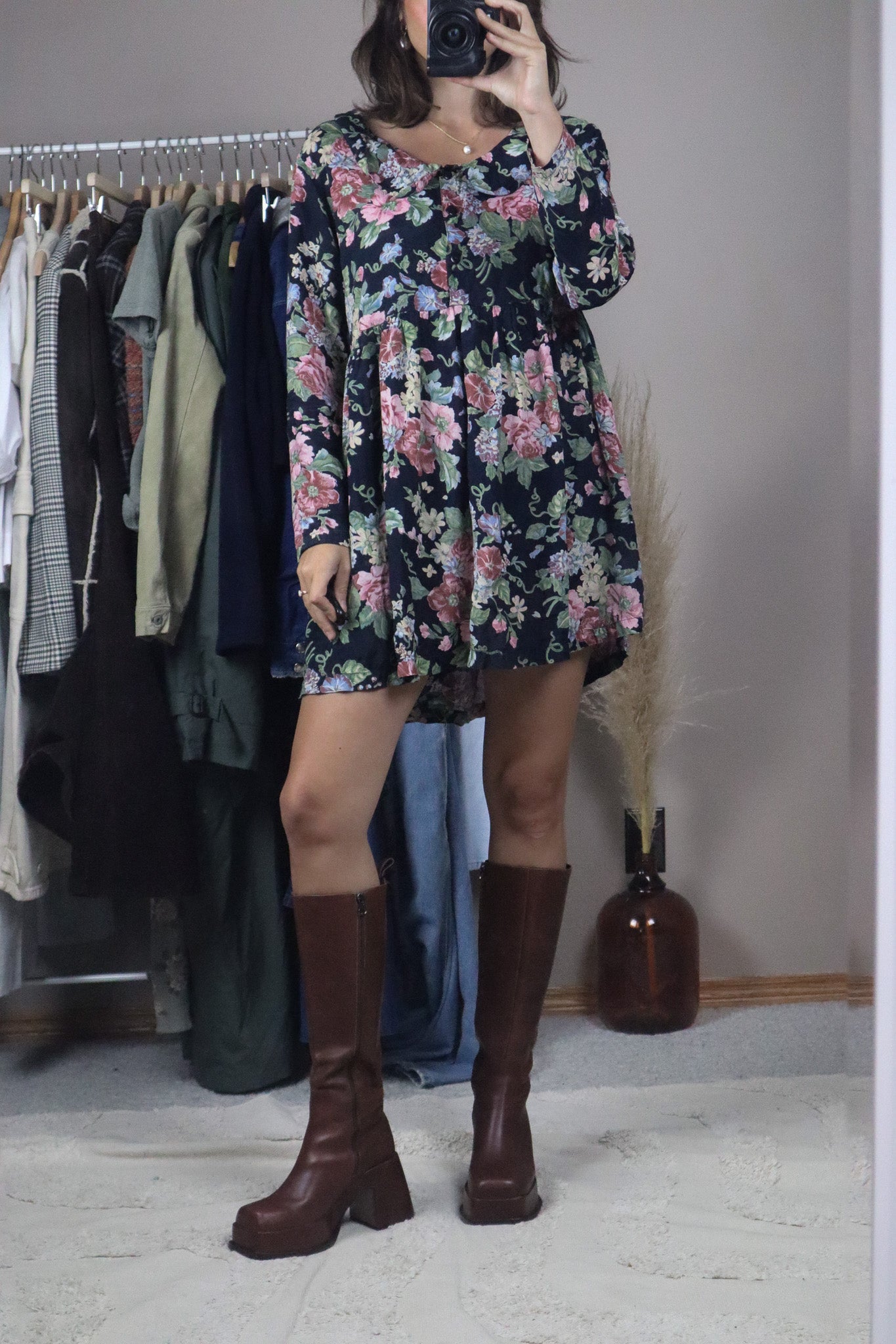 Vintage x Floral Babydoll Collared Dress (S)