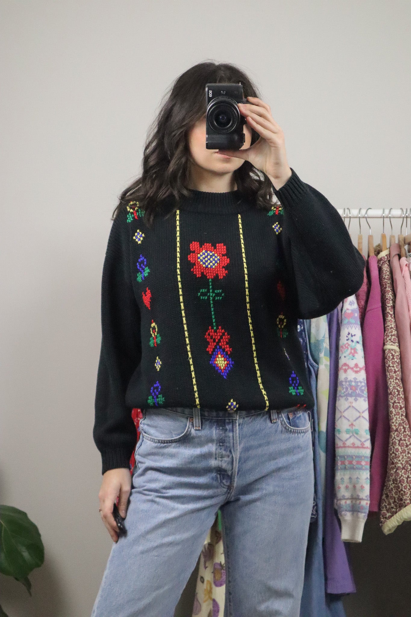 Vintage x Cross Stitched Knit Sweater (S/M)