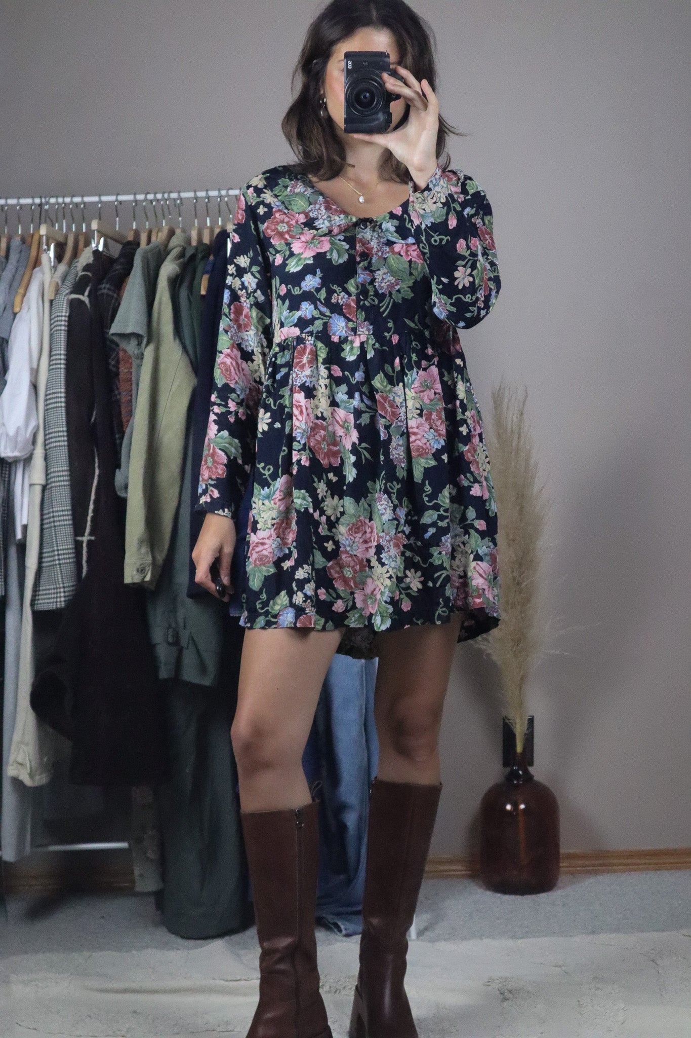 Vintage x Floral Babydoll Collared Dress (S)