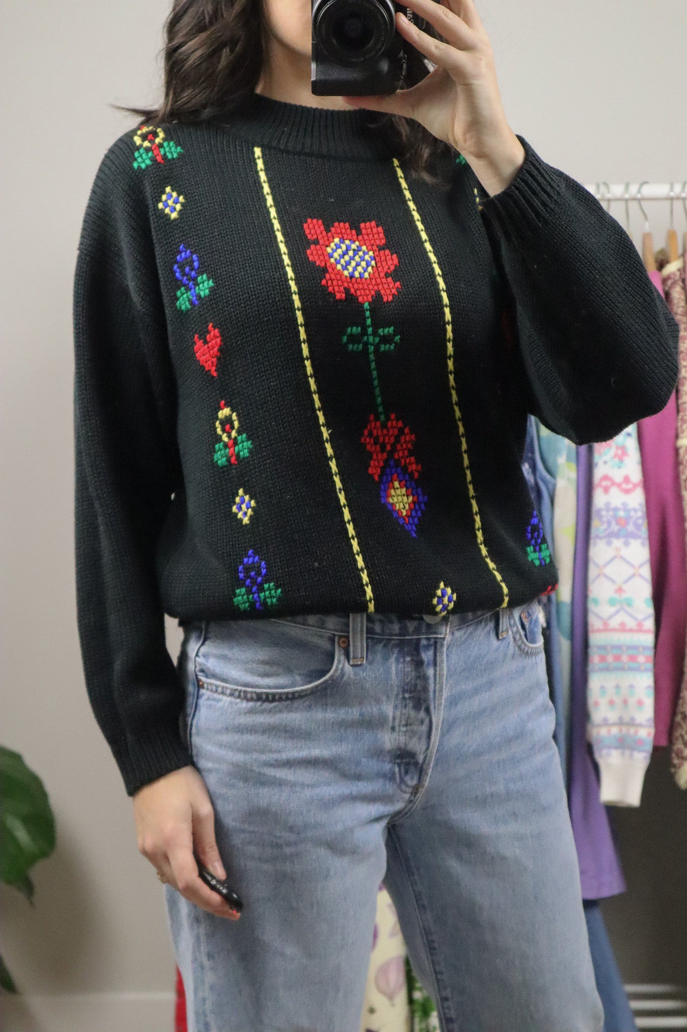 Vintage x Cross Stitched Knit Sweater (S/M)