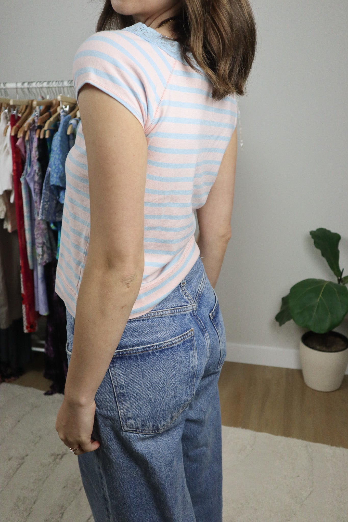 Vintage x Strip Lace Trim Top (M)