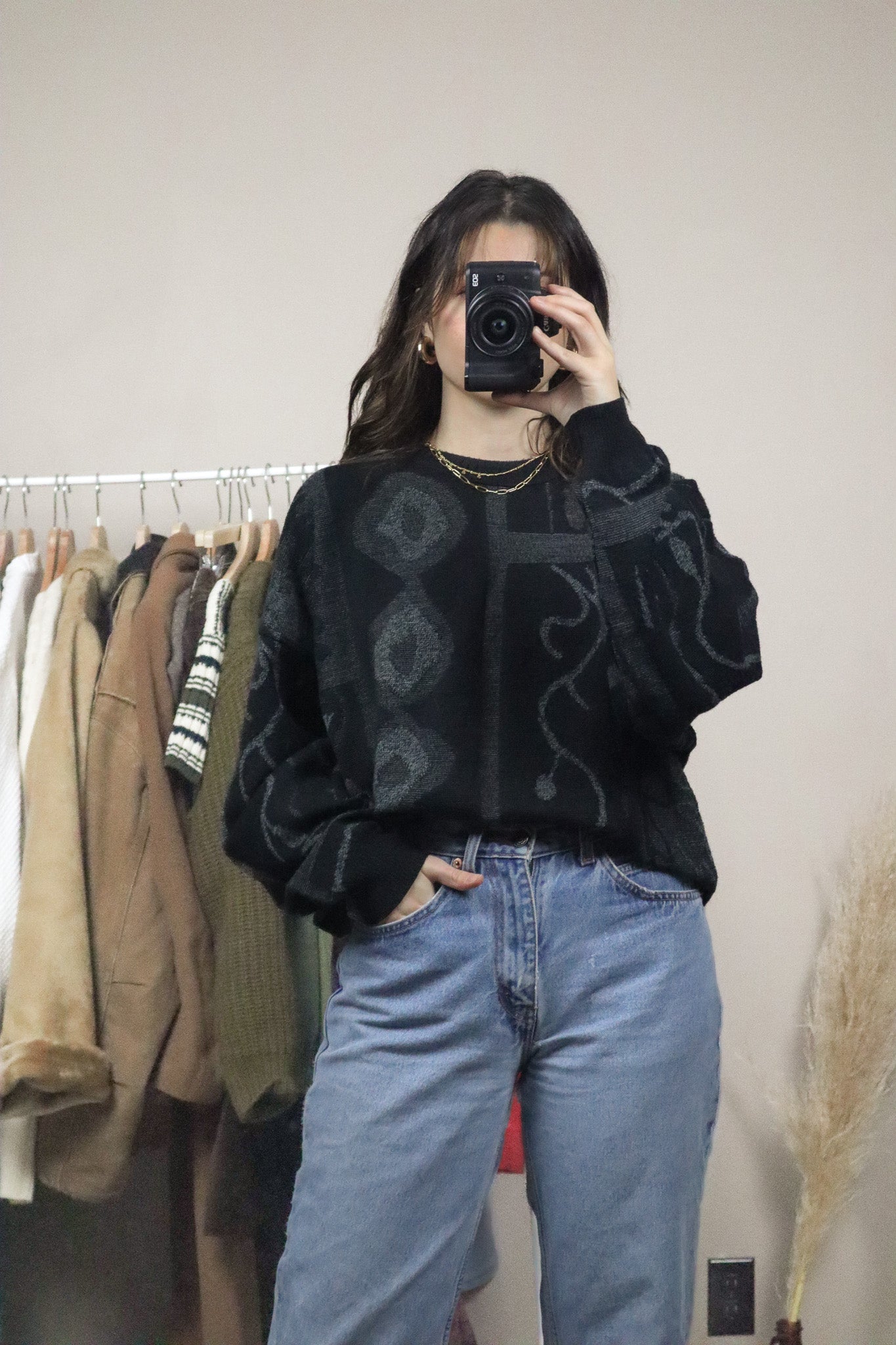 Made in Germany x Vintage x Patterned Wool Blend Knit (L/XL)