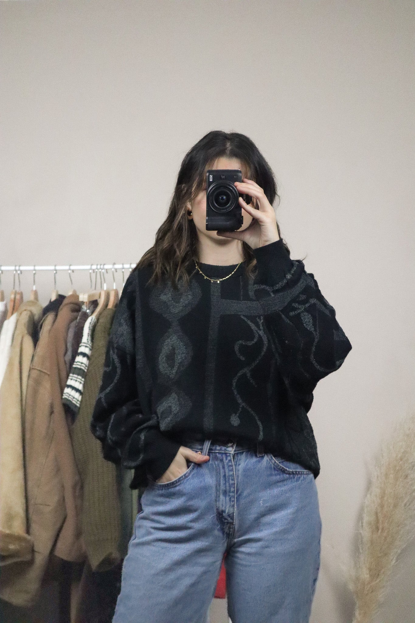 Made in Germany x Vintage x Patterned Wool Blend Knit (L/XL)