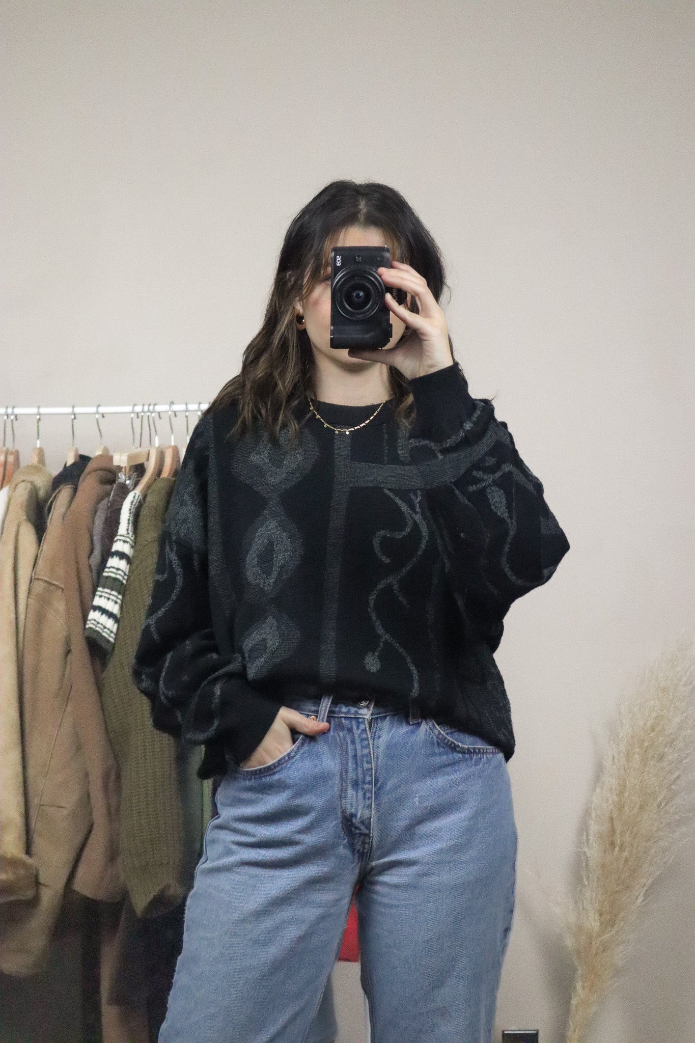 Made in Germany x Vintage x Patterned Wool Blend Knit (L/XL)