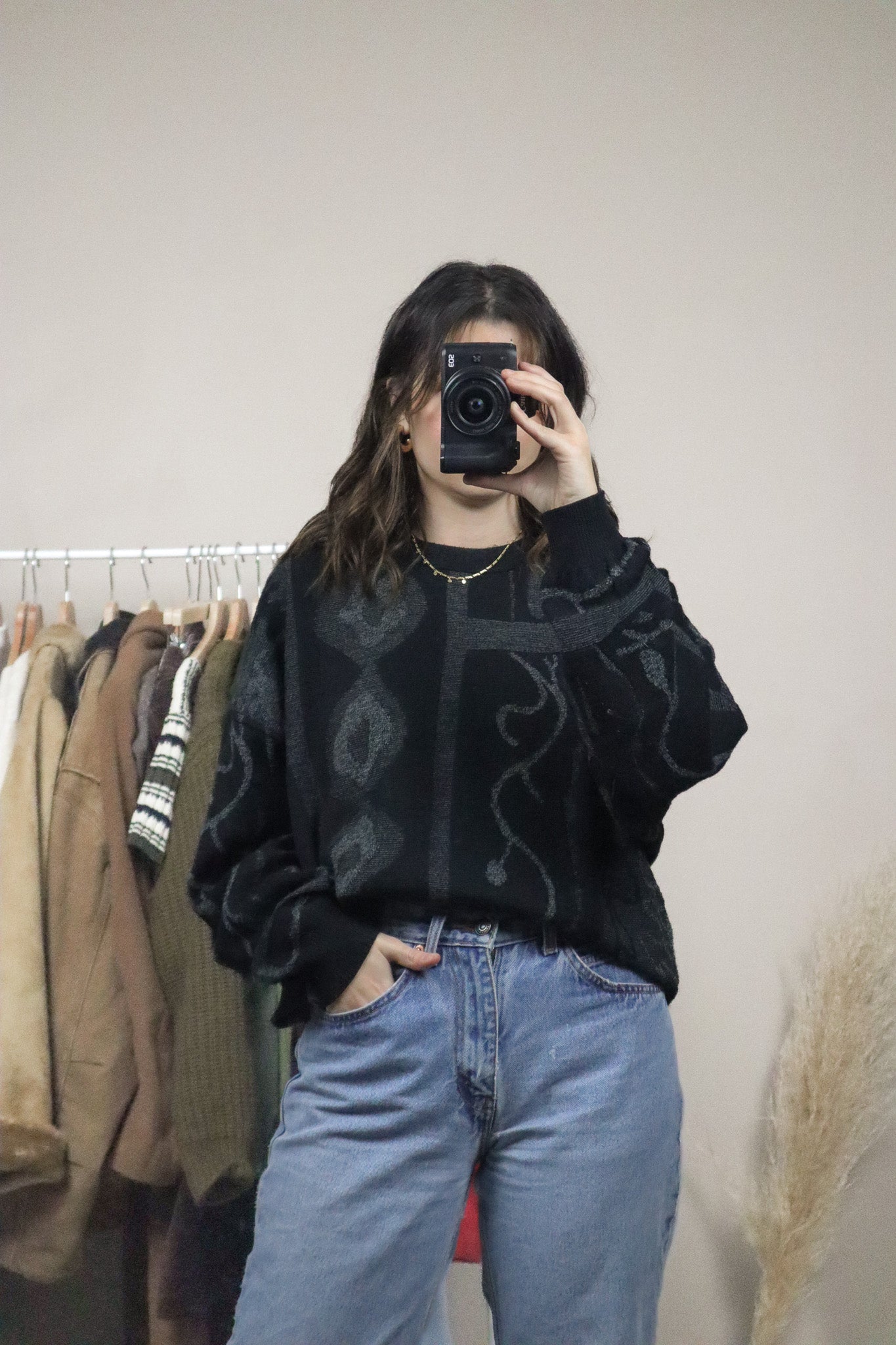 Made in Germany x Vintage x Patterned Wool Blend Knit (L/XL)