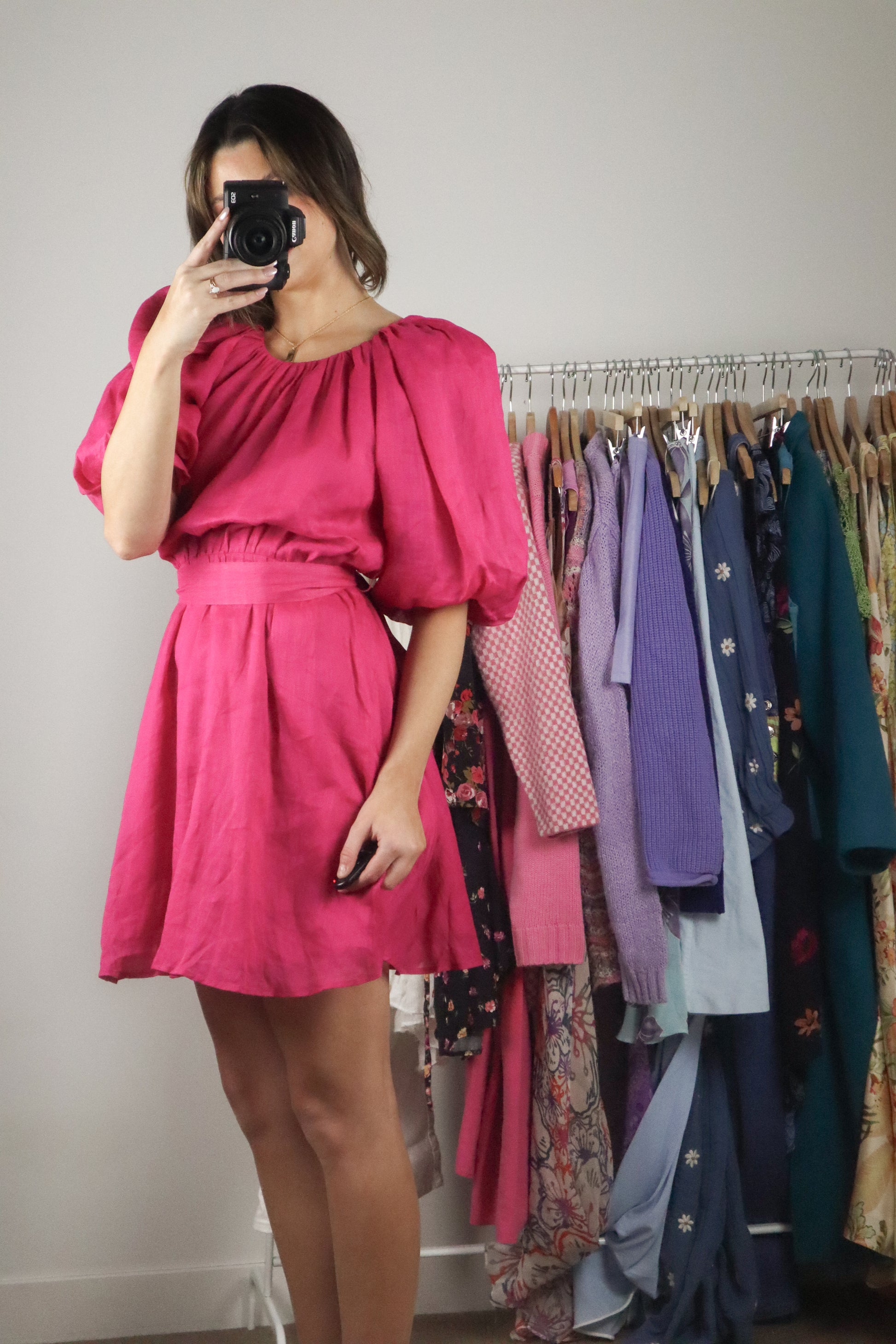 Modern x Open Back Puff-Sleeve Dress (S)