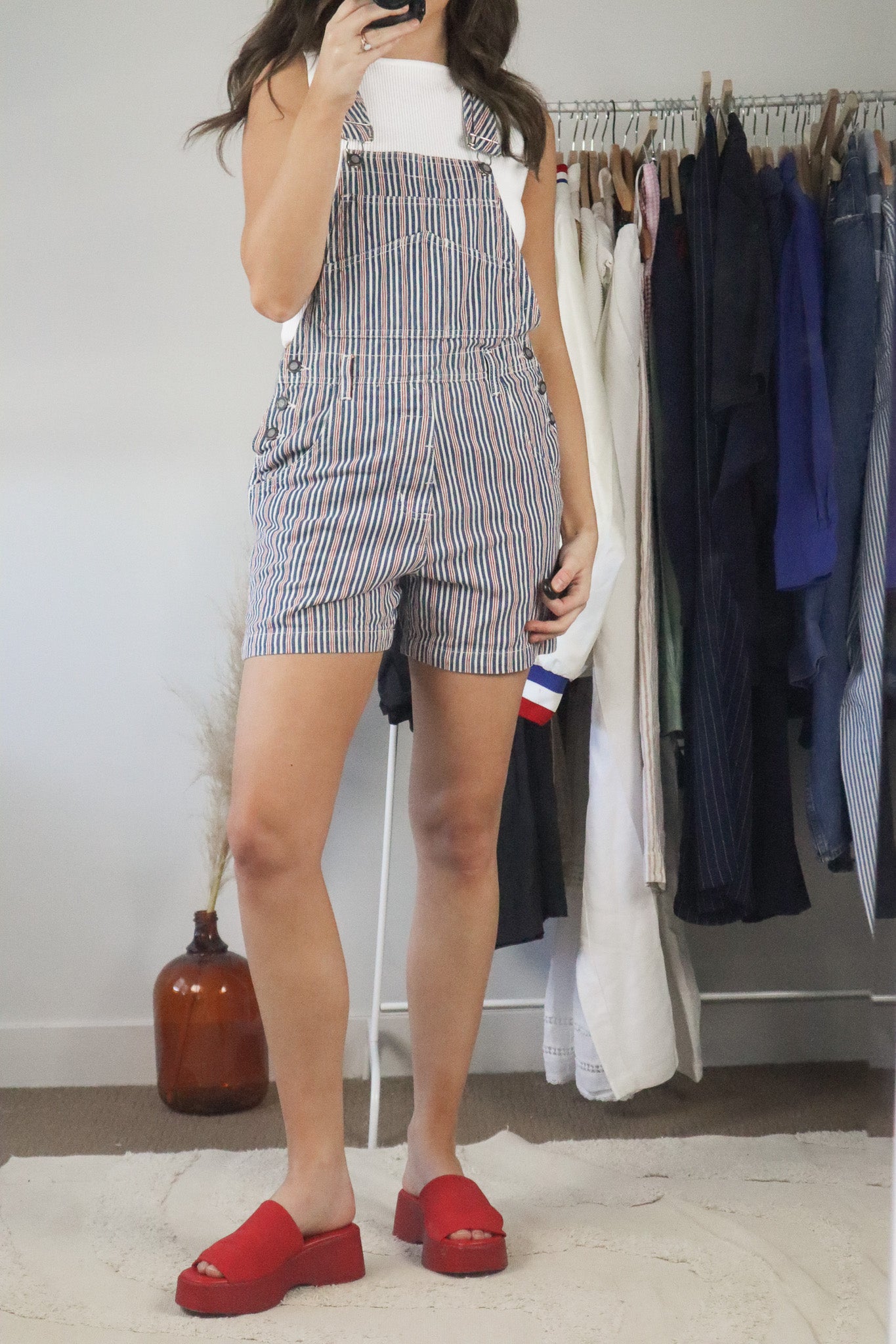 Vintage x Striped Shortalls (XS/S)