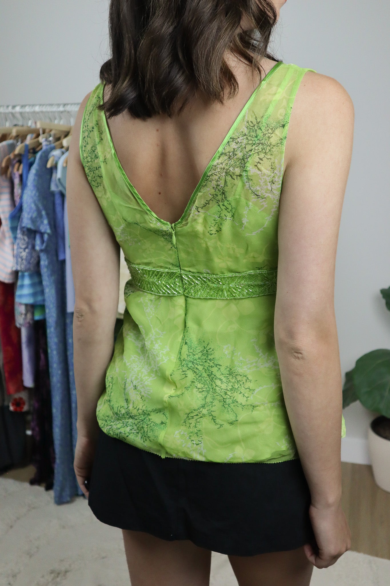 Vintage x Silk Sequins Beaded Tank Top (S)