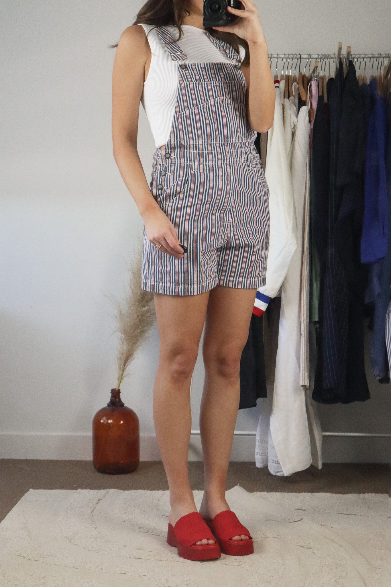 Vintage x Striped Shortalls (XS/S)
