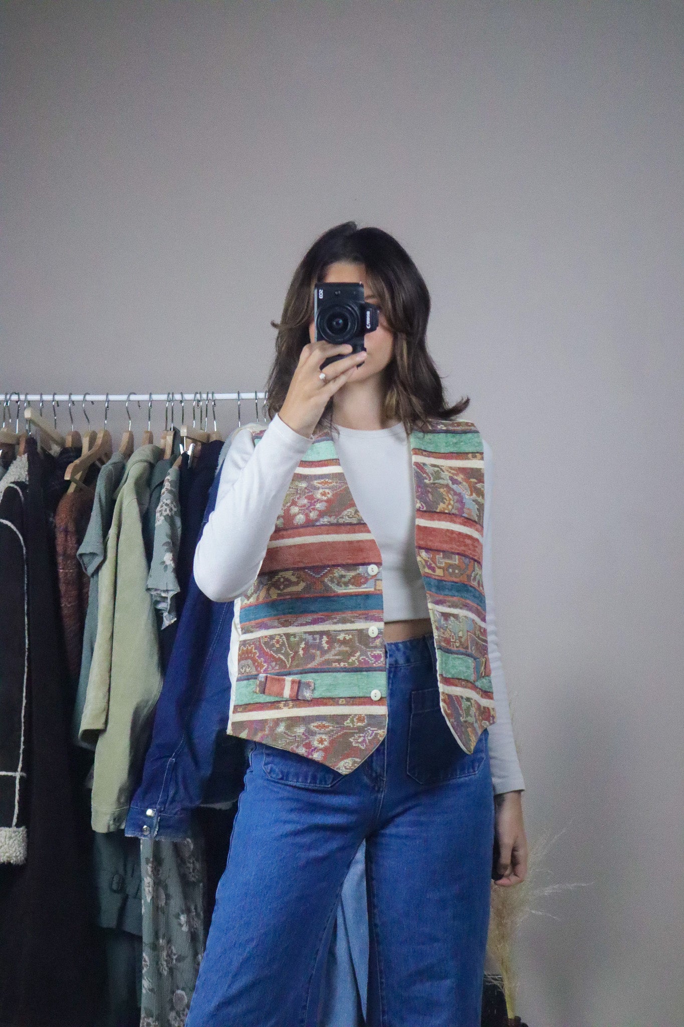 Made in Canada x Vintage x Pattered Vest (L)