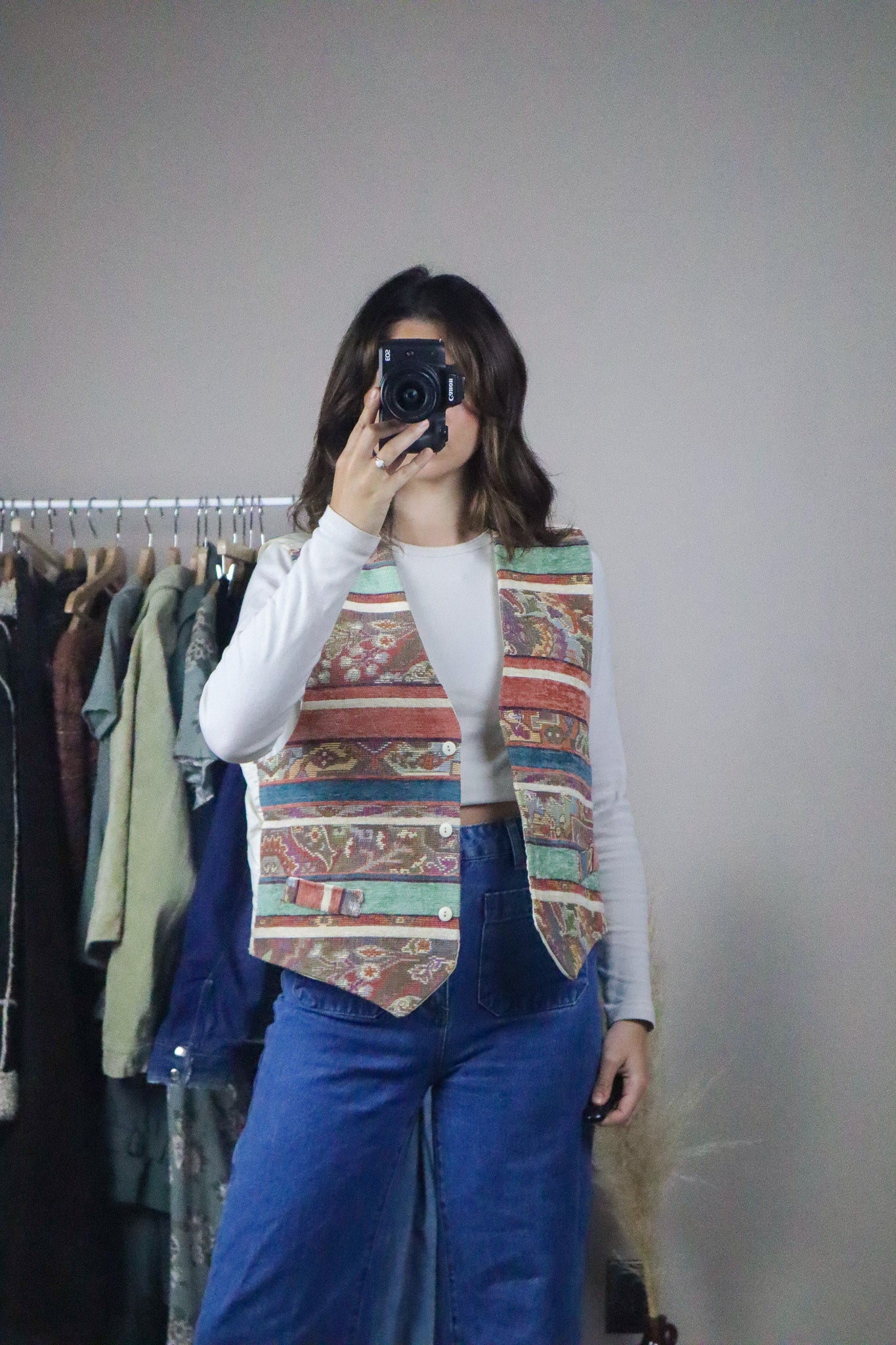 Made in Canada x Vintage x Pattered Vest (L)