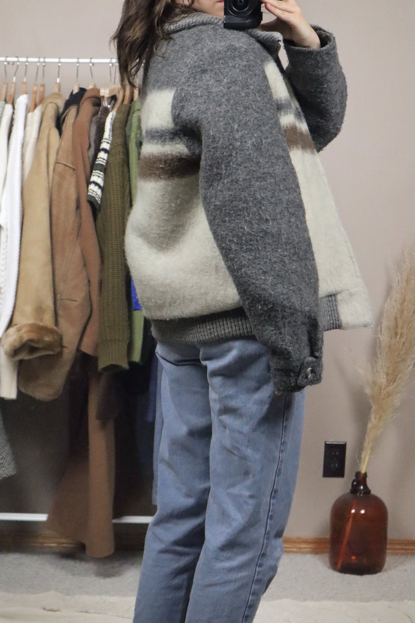 Vintage x Wool Striped Bomber Coat (M)