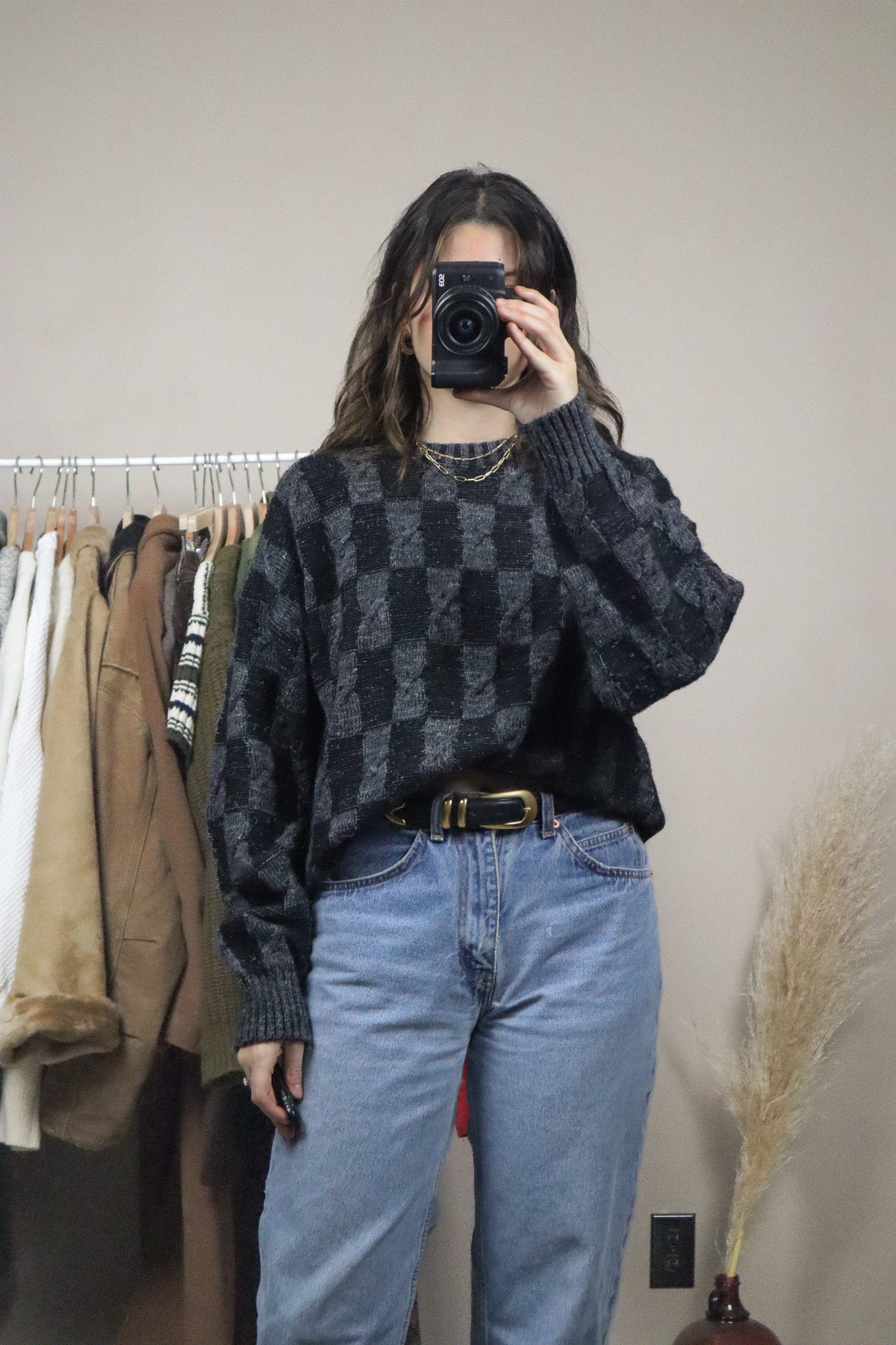 Made in Italy x Vintage x Checkered Wool Blend Knit (M/L)