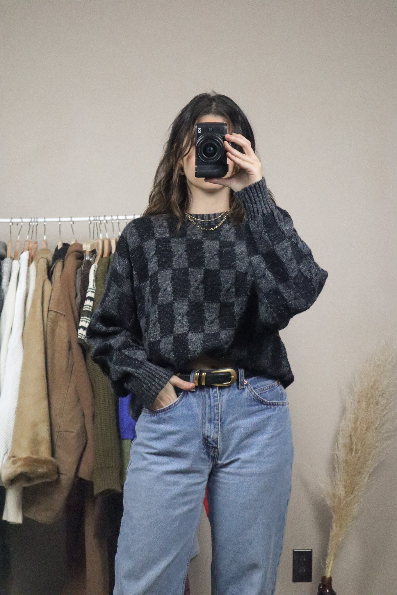 Made in Italy x Vintage x Checkered Wool Blend Knit (M/L)