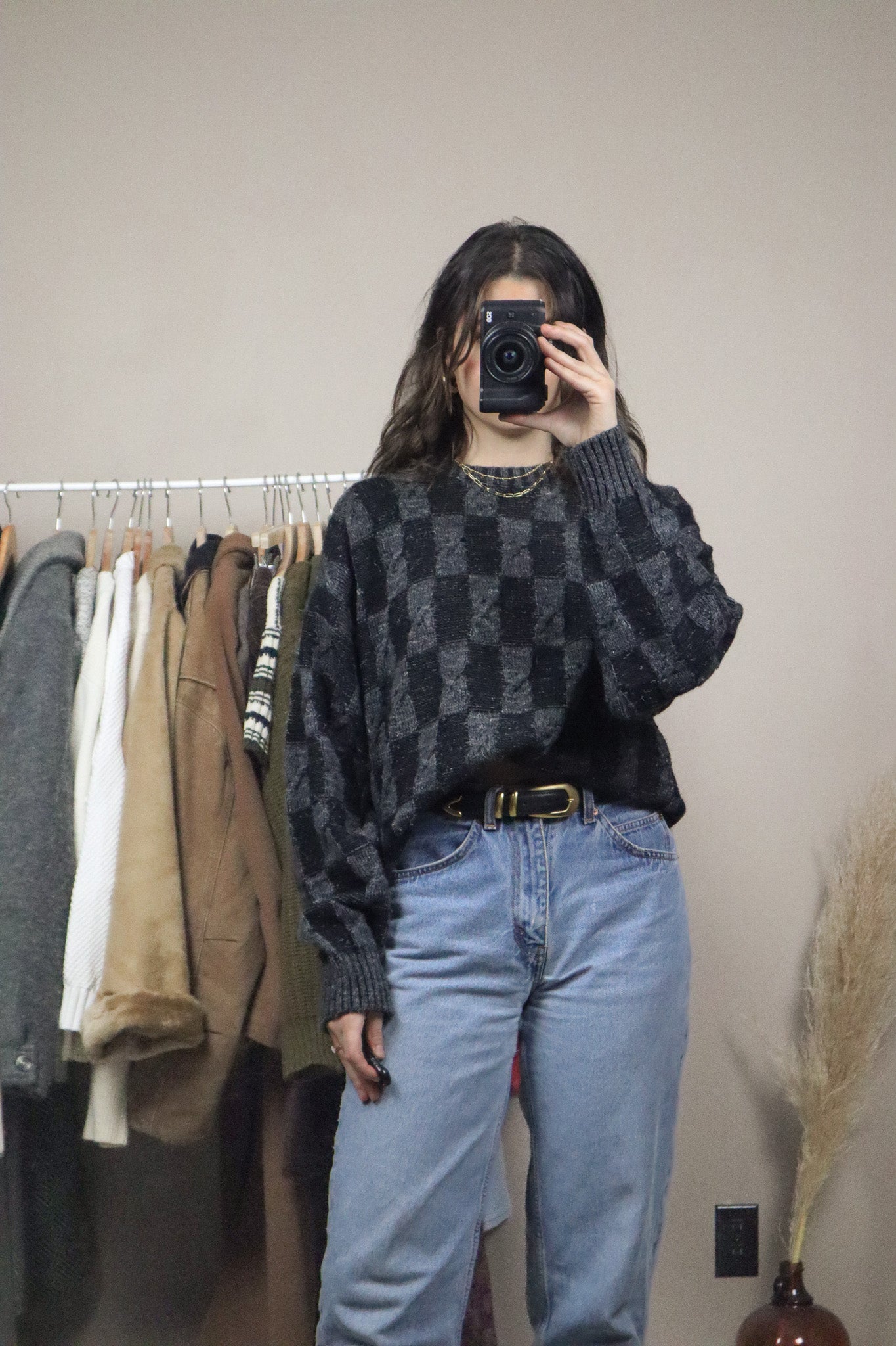 Made in Italy x Vintage x Checkered Wool Blend Knit (M/L)