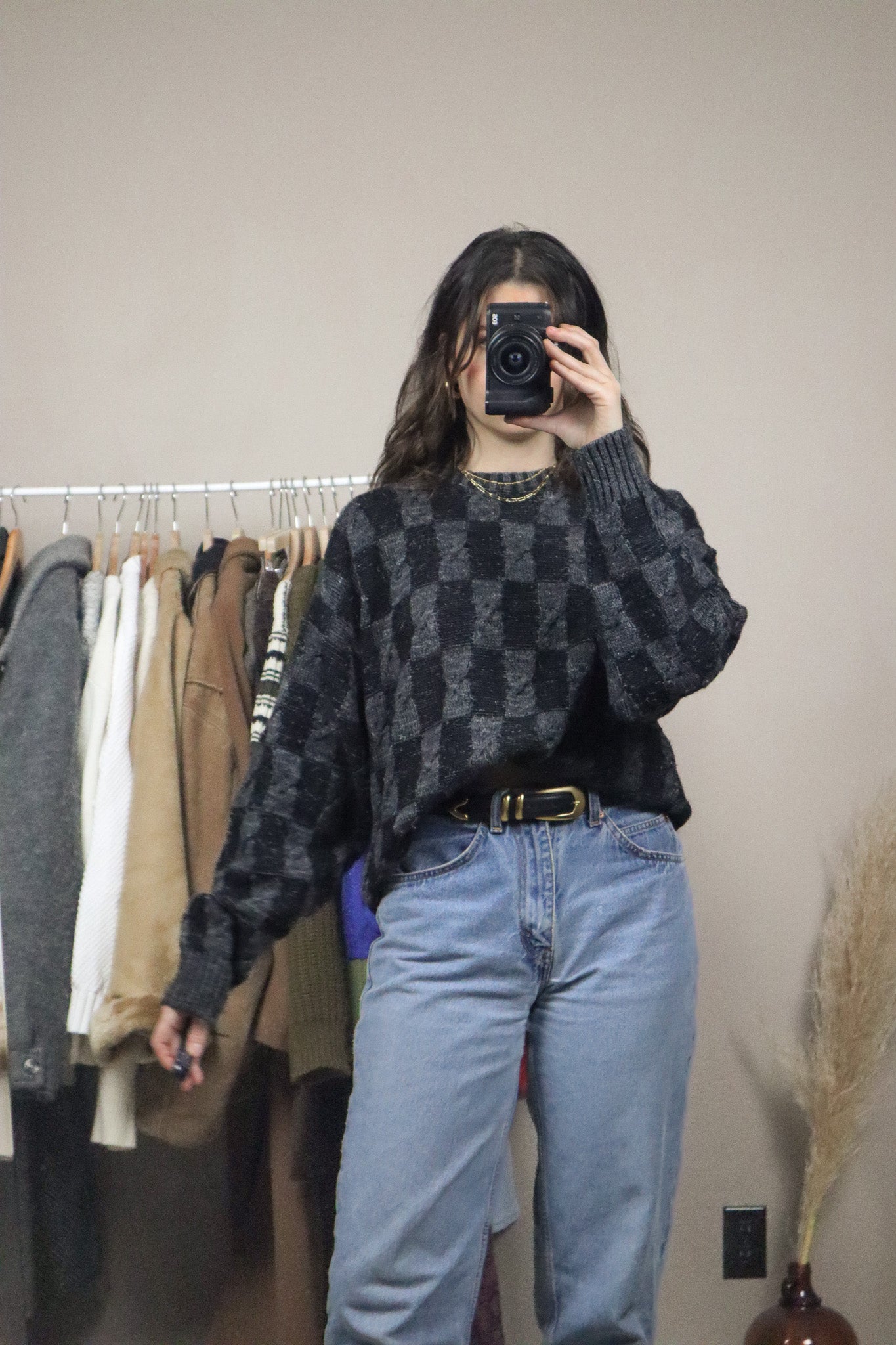 Made in Italy x Vintage x Checkered Wool Blend Knit (M/L)