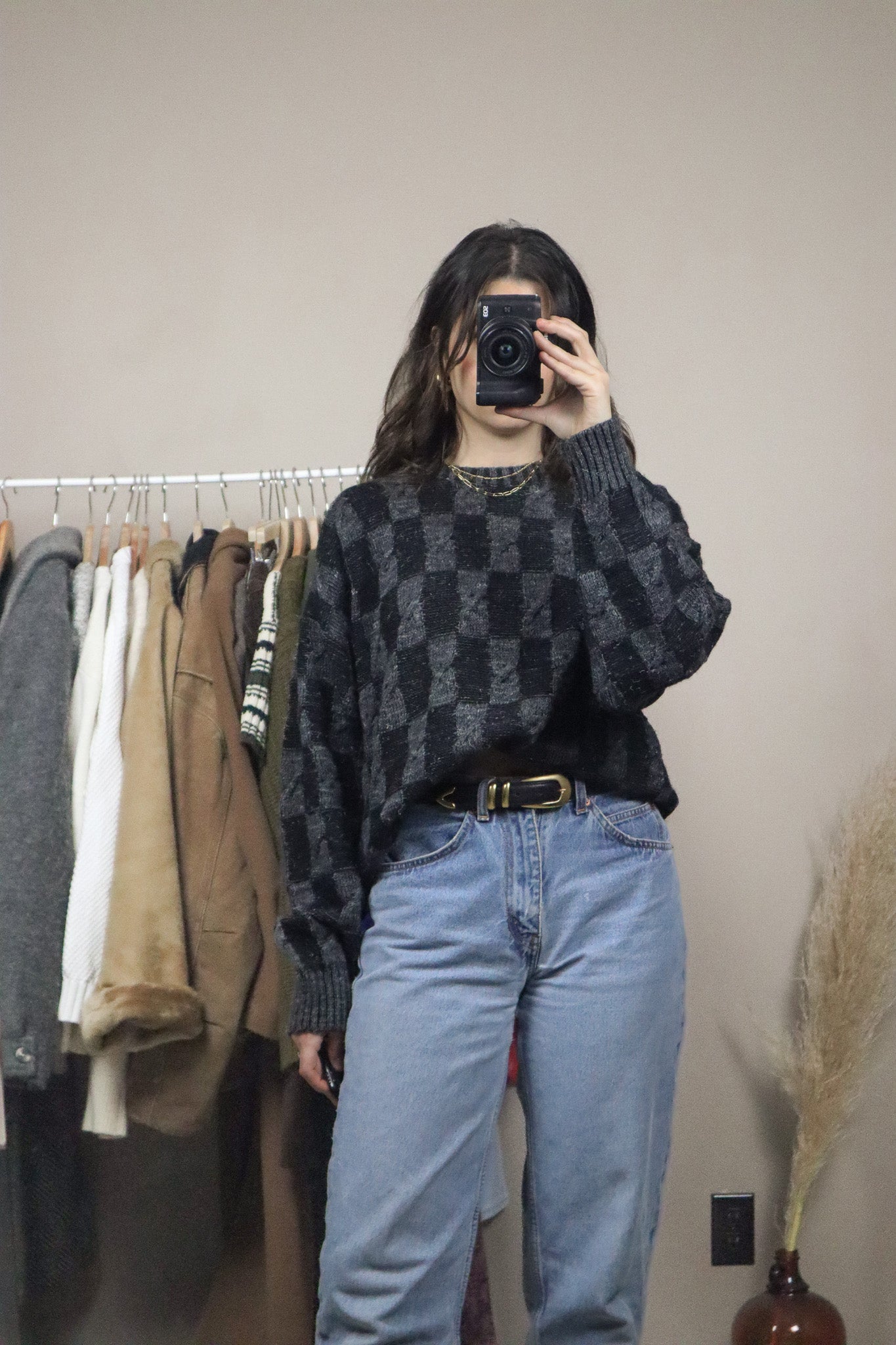 Made in Italy x Vintage x Checkered Wool Blend Knit (M/L)