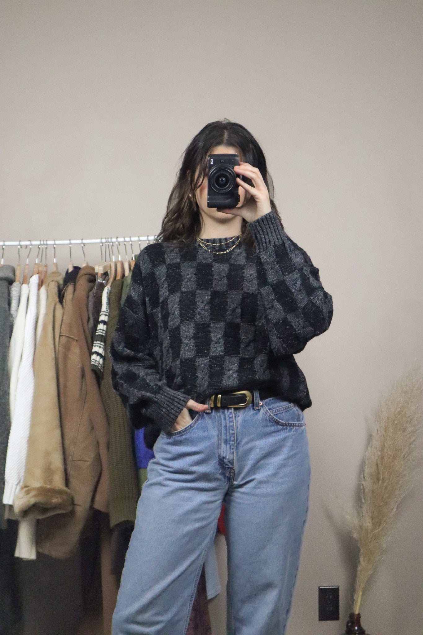 Made in Italy x Vintage x Checkered Wool Blend Knit (M/L)